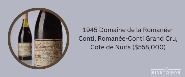 1945 Domaine de la Romanee-Conti Romanee-Conti Grand Cru, Cote de Nuits - Most Expensive Red Wines