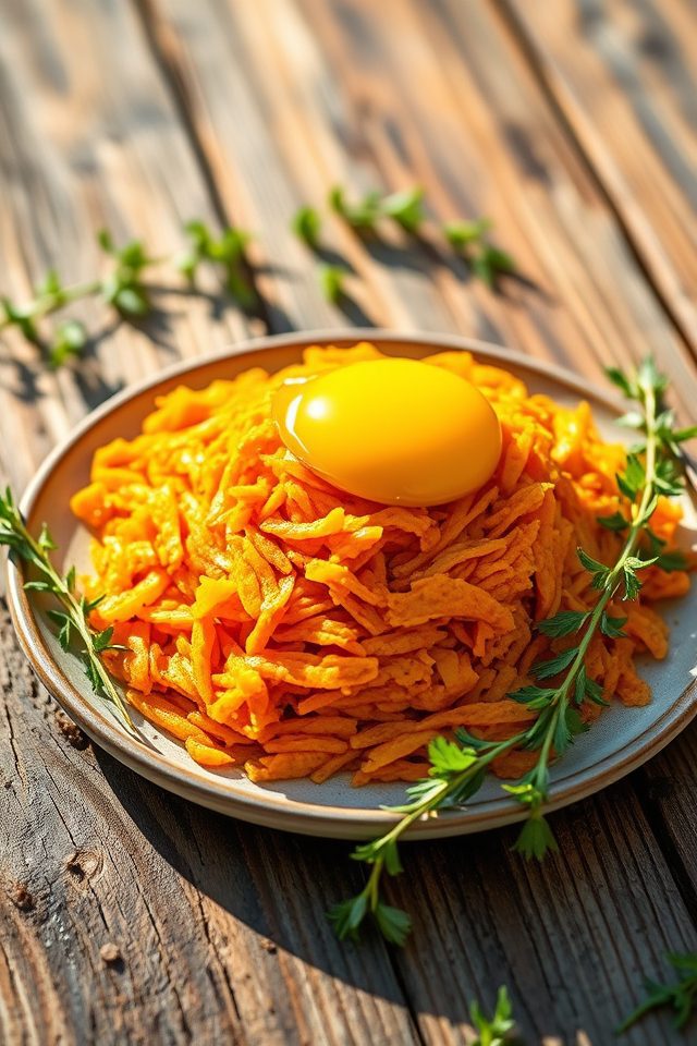 grated carrots and eggs