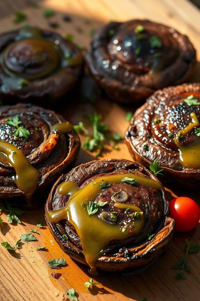 marinated broiled portobello caps