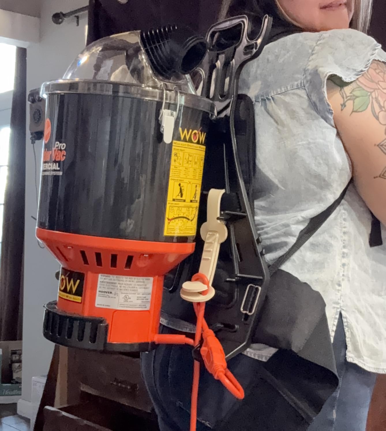 Hoover Commercial Shoulder Vac Pro Backpack Bagged Vacuum Cleaner, with HEPA Media Filter, Lightweight with Extra Long Cord, Chiropractic Design, for Carpet and Hard Floors, C2401, Black Customer Review Hoover Commercial Shoulder Vac Pro Backpack Bagged Vacuum Cleaner, with HEPA Media Filter, Lightweight with Extra Long Cord, Chiropractic Design, for Carpet and Hard Floors, C2401, Black - Customer Photo 1