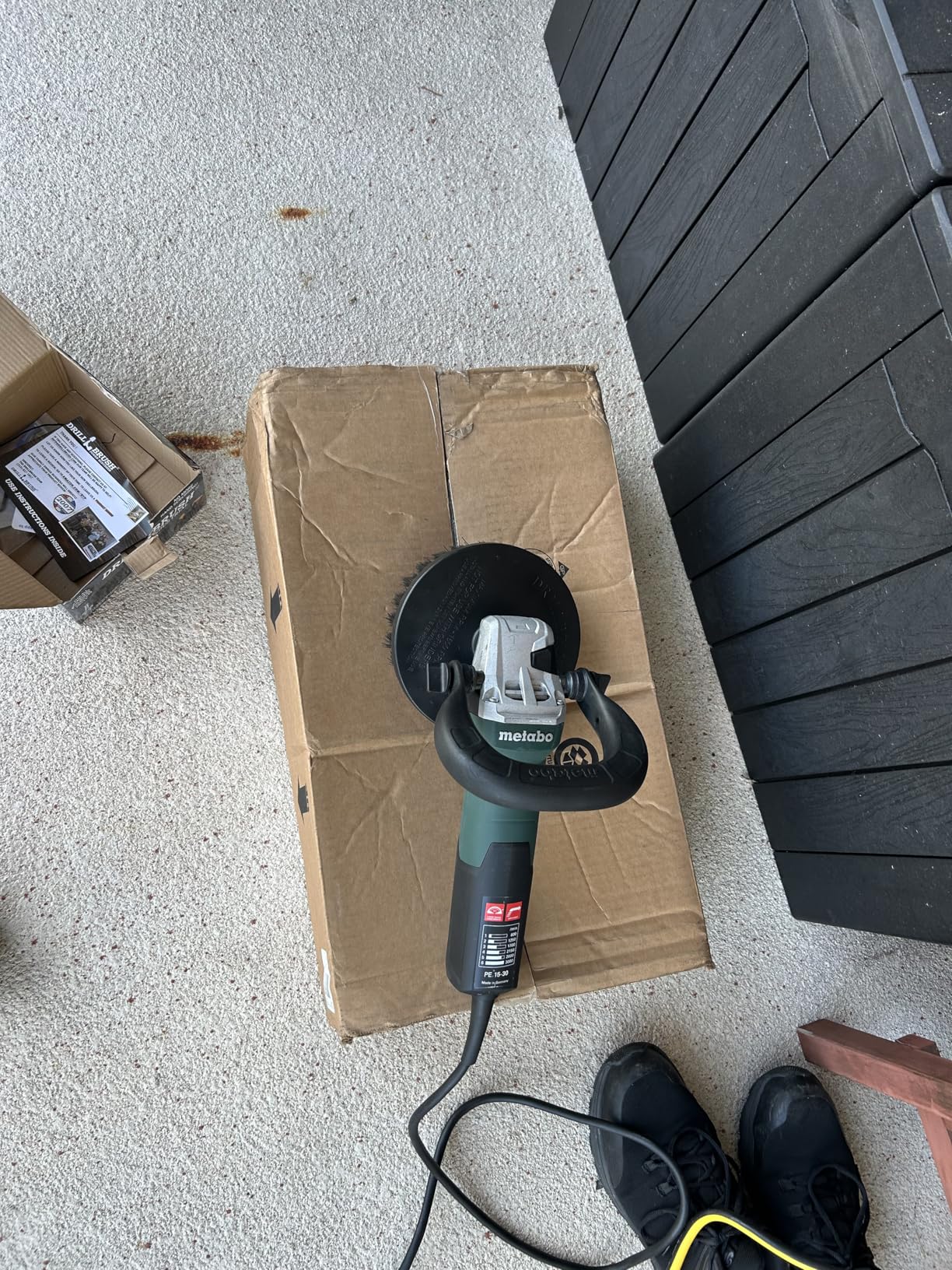 Outdoor Concrete Brush - Driveway Cleaner Scrub Brush for Rotary Polisher – 7 Inch Black Ultra Stiff with Nylon Bristles - Brick Cleaner Scrubber for Variable Speed Polisher - Concrete Floor Scrubber Customer Review Outdoor Concrete Brush - Driveway Cleaner Scrub Brush for Rotary Polisher – 7 Inch Black Ultra Stiff with Nylon Bristles - Brick Cleaner Scrubber for Variable Speed Polisher - Concrete Floor Scrubber - Customer Photo 1