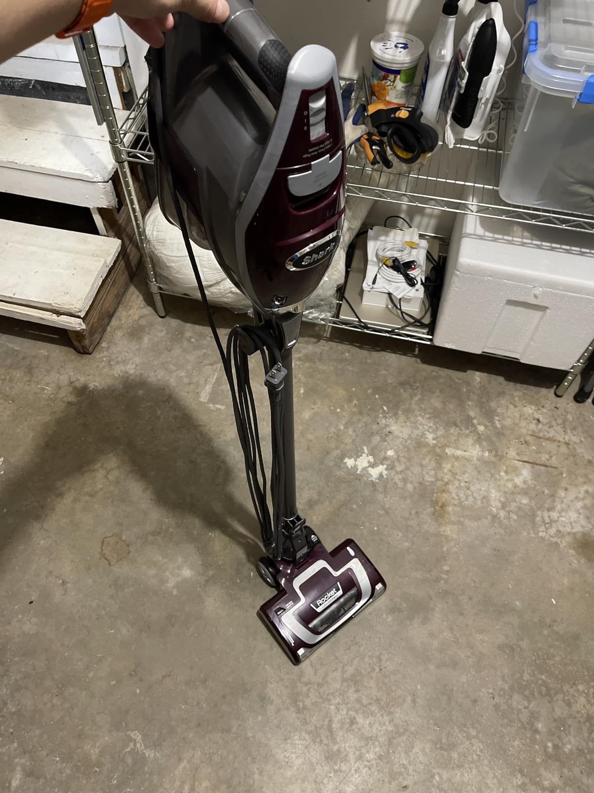 Shark HV322 Rocket Deluxe Pro Corded Stick Vacuum with LED Headlights, XL Dust Cup, Lightweight, Perfect for Pet Hair Pickup, Converts to a Hand Vacuum, with Pet Attachments, Bordeaux/Silver - Customer Photo 2