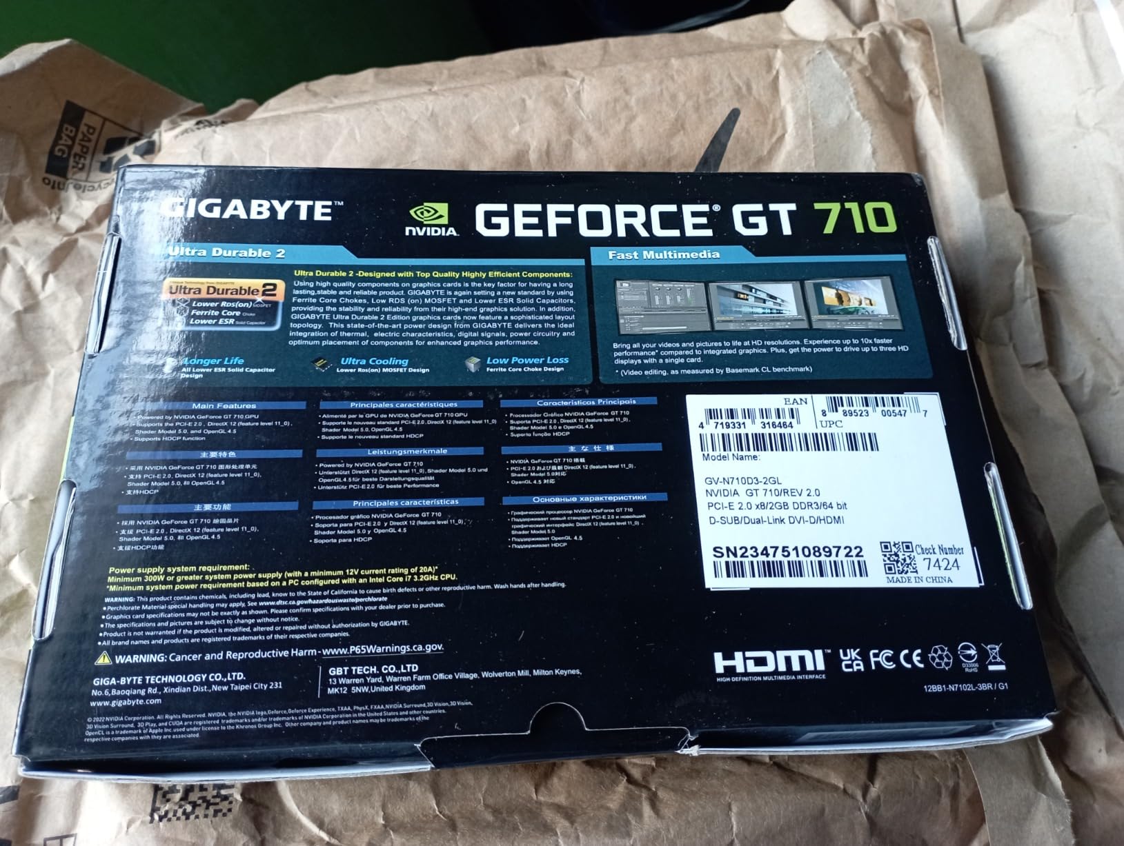 GIGABYTE 2GB RAM DDR3 SDRAM Video Graphics Cards GV-N710D3-2GL REV2.0 - Customer Photo 1