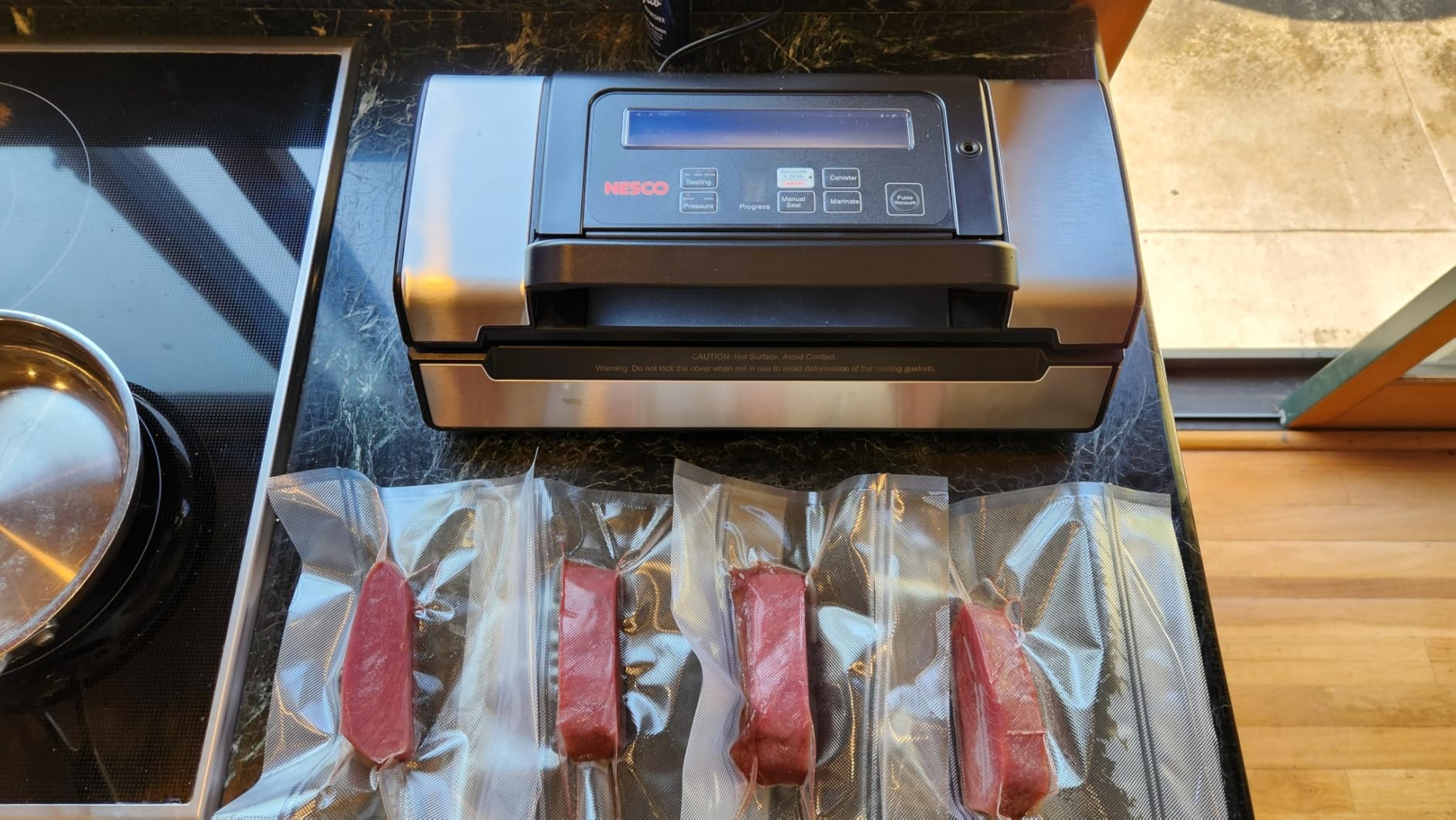 Nesco Deluxe Food VS-12 Vacuum Sealer, 130 Watts, Kit Bags & Viewing Lid, Compact, Silver Customer Review Nesco Deluxe Food VS-12 Vacuum Sealer, 130 Watts, Kit Bags & Viewing Lid, Compact, Silver - Customer Photo 2
