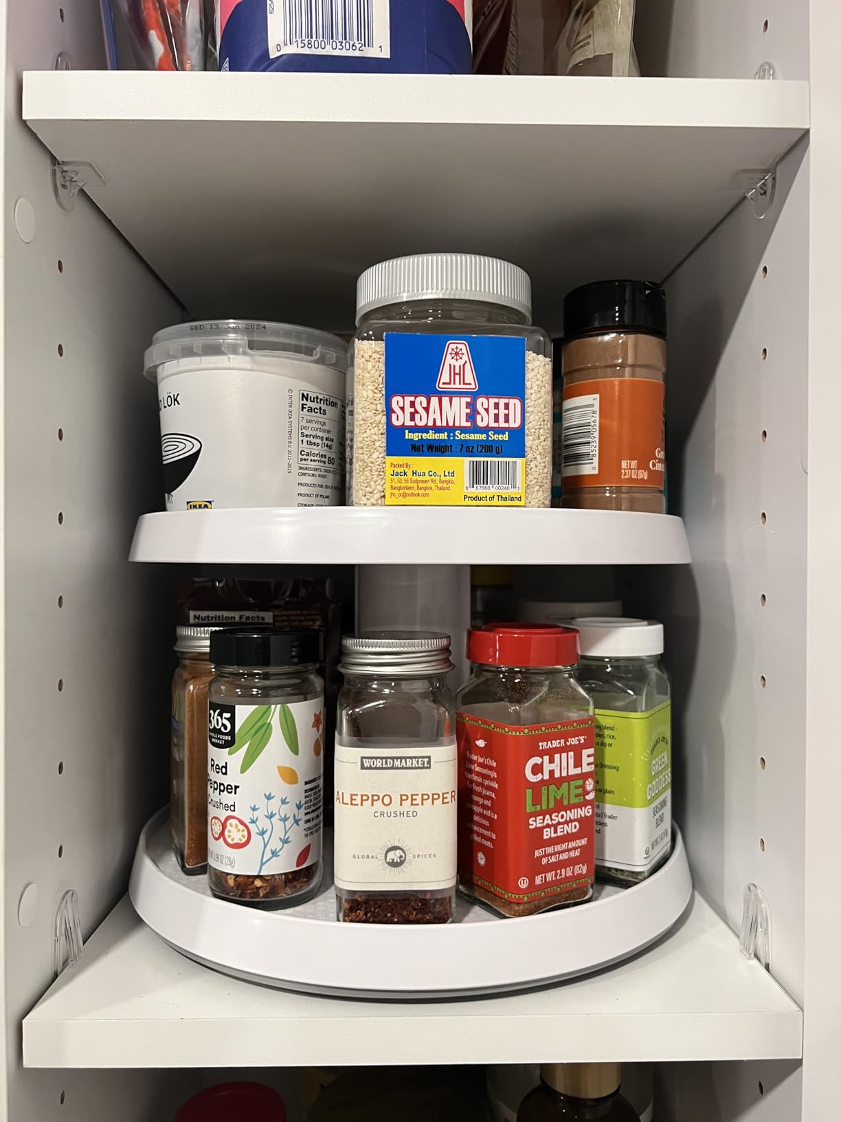 YouCopia Crazy Susan Lazy Susan Organizer, 3 BPA-Free Removable Clear Bins with Handles, Rotating Storage Turntable for Kitchen Cabinet, Pantry and Bathroom Organization - Customer Photo 2