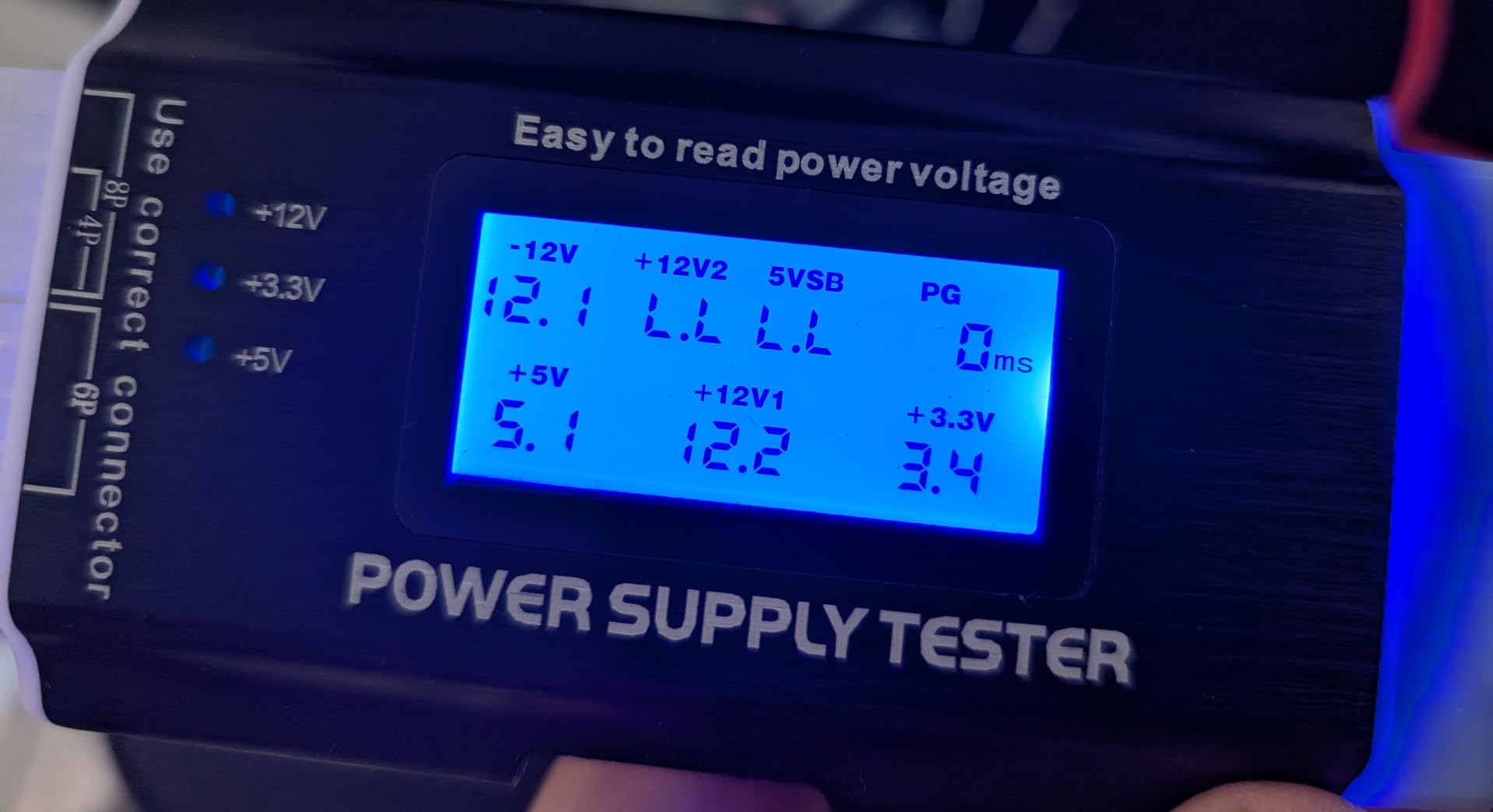 Kingwin PC Computer Power Supply Tester, Digital LCD Screen, ATX/ITX/IDE/HDD/SATA/BYI - Customer Photo 1