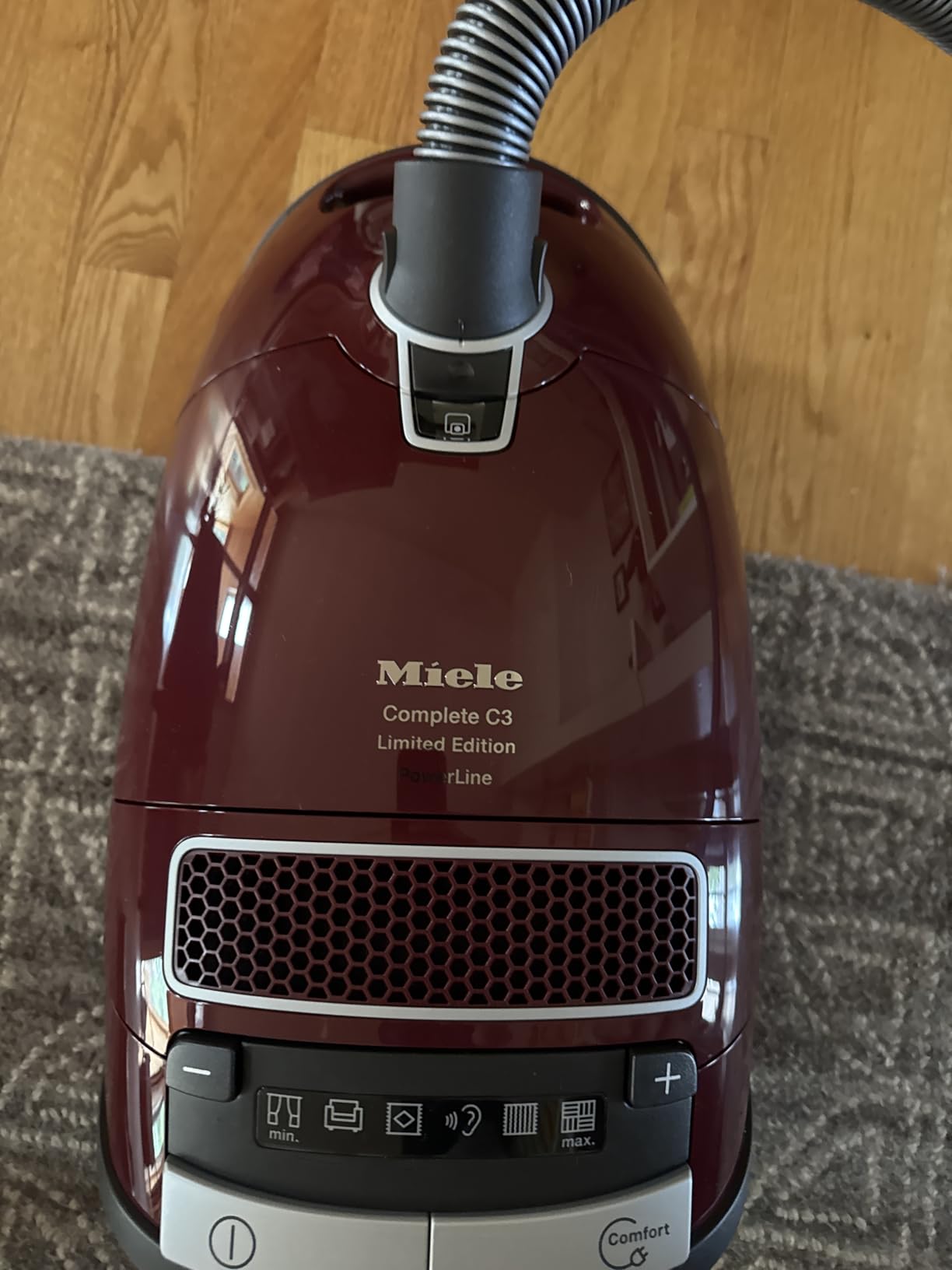 Miele Complete C3 Limited Edition Bagged Canister Vacuum Cleaner with AirClean System, AllTeQ Universal Floorhead, and Parquet Twister Floorbrush, in Tayberry Red - Customer Photo 1
