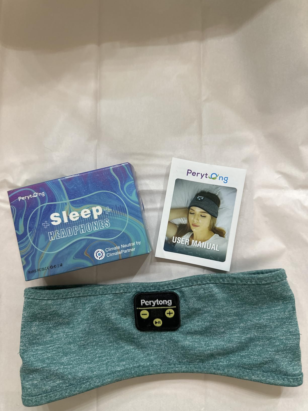 Perytong Sleeping Headphones Bluetooth Headband, Soft Long Time Play Sleeping Headsets with Built in Speakers Perfect for Workout,Running,Yoga,Travel, Darkgray - Customer Photo 2