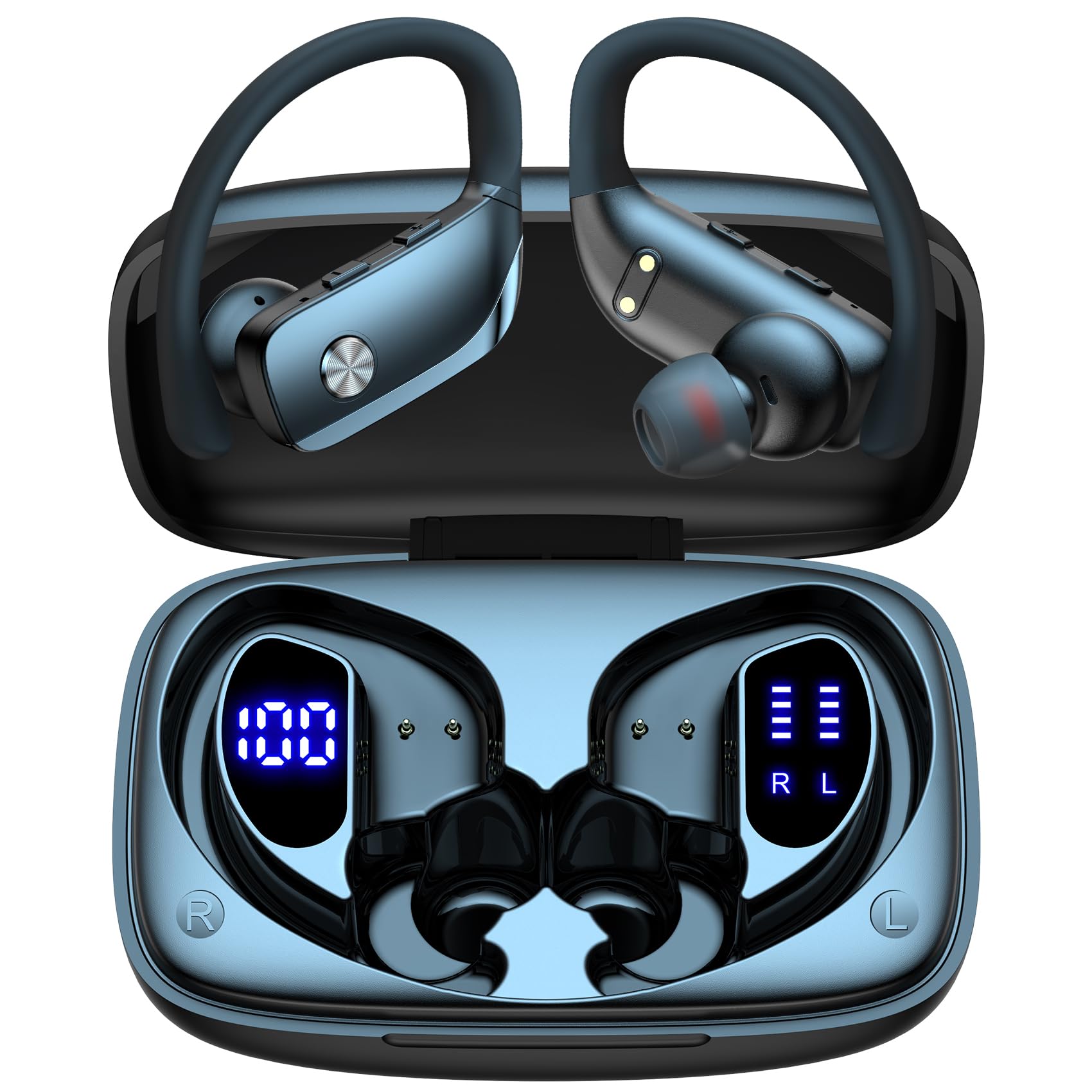 bmani Ear Buds Wireless Earbuds Bluetooth Headphones with 80H Playtime LED Display Case, Over-Ear Hook with Mic, Stereo Sound, Easy Button Controls, Sports Earphones for Running Workout Gym Black Customer Review bmani Ear Buds Wireless Earbuds Bluetooth Headphones with 80H Playtime LED Display Case, Over-Ear Hook with Mic, Stereo Sound, Easy Button Controls, Sports Earphones for Running Workout Gym Black - Customer Photo 1