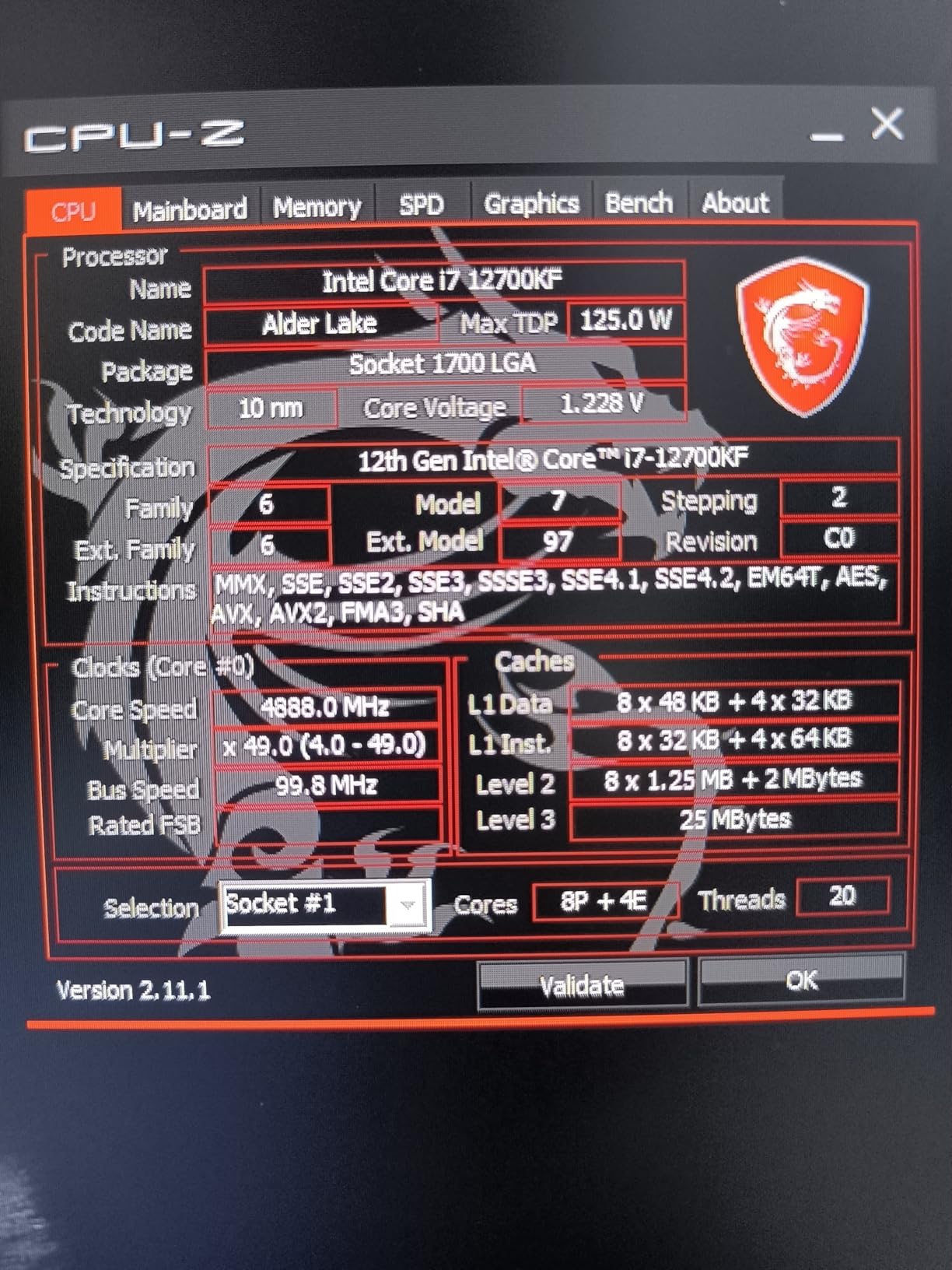 Intel® Core™ i7-12700KF Desktop Processor 12 (8P+4E) Cores up to 5.0 GHz Unlocked LGA1700 600 Series Chipset 125W customer photo 1