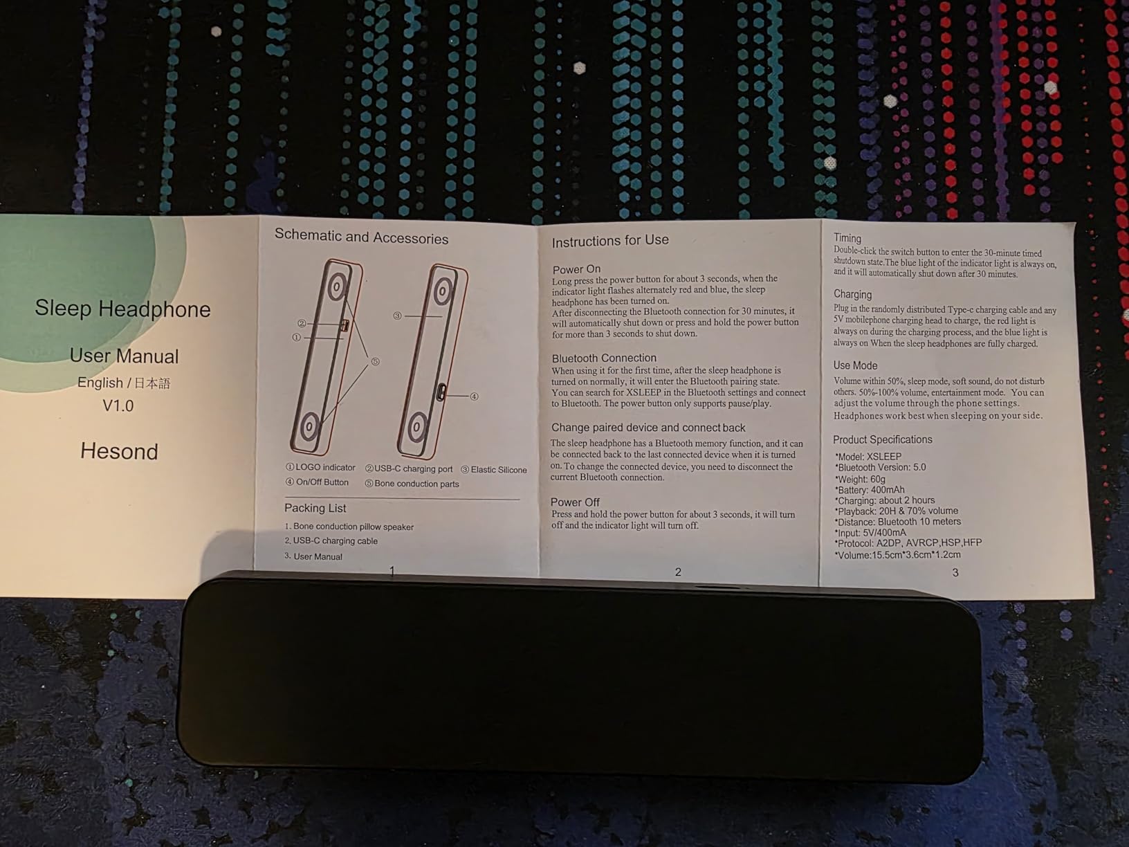 Pillow Speaker Bone Conduction Stereo Bluetooth Wireless Music Sleep Headphones Portable White Noise Machine for Side Sleepers Sleep Speaker Compatible with iOS/Android/Windows (White+Blue) Customer Review Pillow Speaker Bone Conduction Stereo Bluetooth Wireless Music Sleep Headphones Portable White Noise Machine for Side Sleepers Sleep Speaker Compatible with iOS/Android/Windows (White+Blue) - Customer Photo 2
