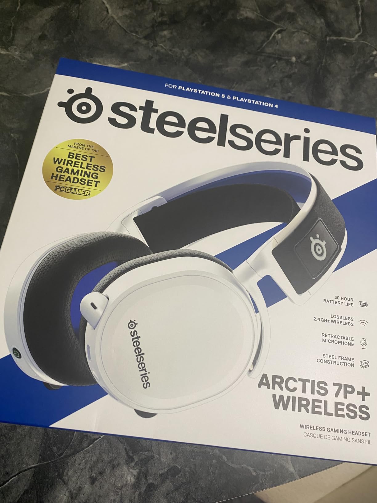 SteelSeries Arctis 7P+ Wireless Gaming Headset – Lossless 2.4 GHz – 30 Hour Battery Life – USB-C – 3D Audio – For PS5, PS4, PC, Mac, Android and Switch - White Customer Review SteelSeries Arctis 7P+ Wireless Gaming Headset – Lossless 2.4 GHz – 30 Hour Battery Life – USB-C – 3D Audio – For PS5, PS4, PC, Mac, Android and Switch - White - Customer Photo 1
