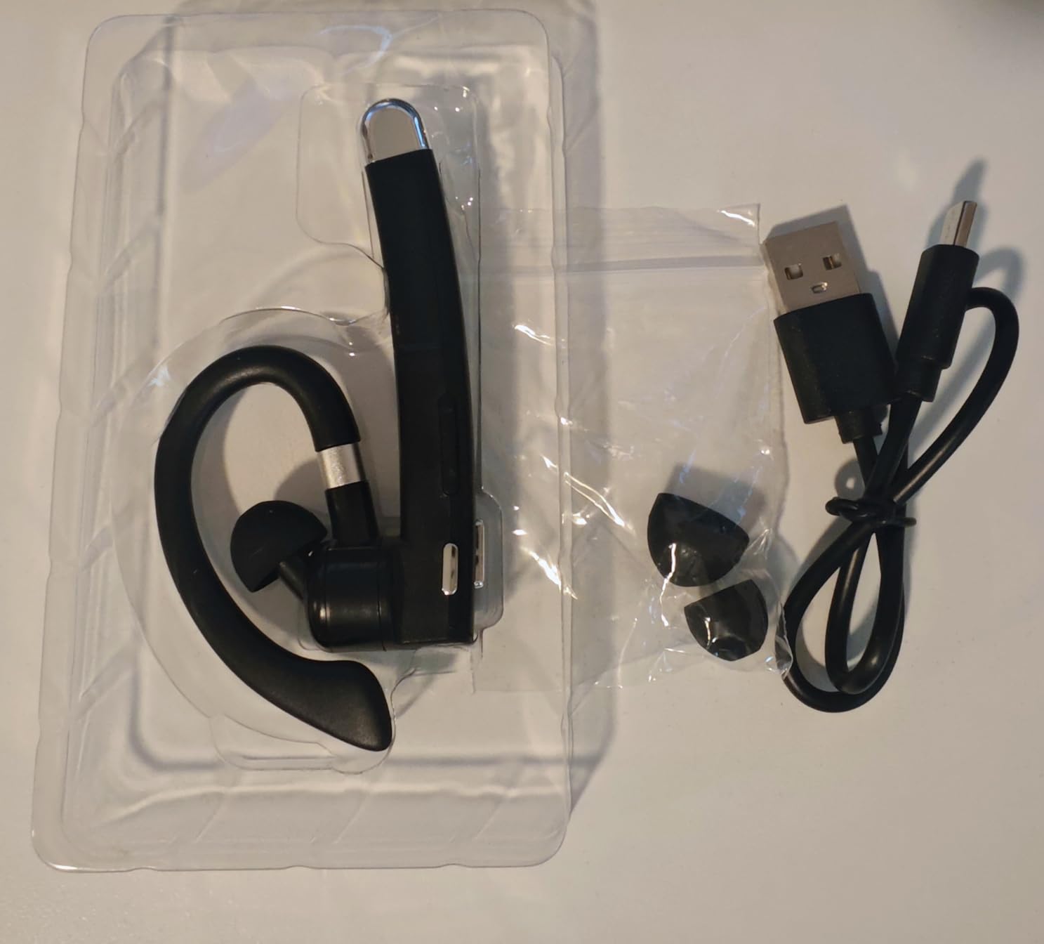 Bluetooth Headset V5.3,100 Hrs Talk Time Single-Ear Earphone, CVC8.0 Noise Cancelling Wireless Earbud, Business Earbud with 500 mAh Charging Case, Hands-Free Earpiece for Trucker/Home/Office Work - Customer Photo 1
