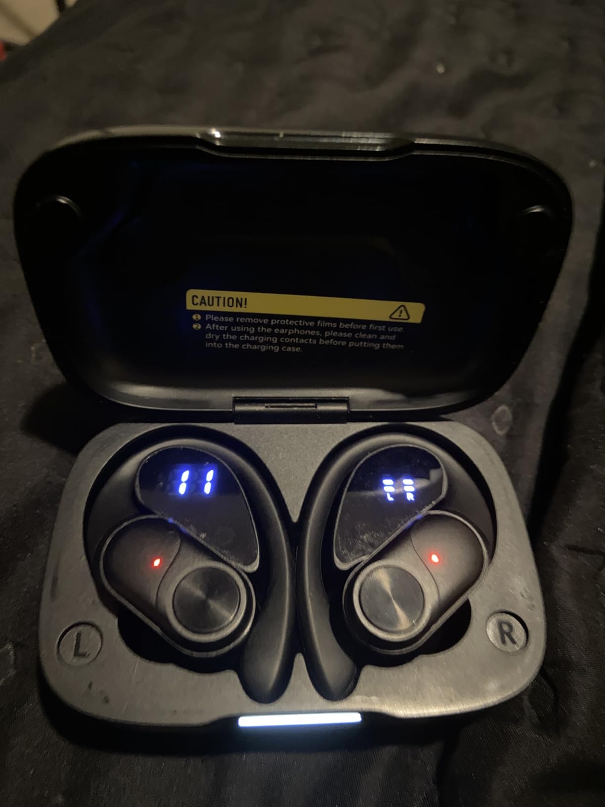 PocBuds Bluetooth Headphones Wireless Earbuds 80hrs Playtime Wireless Charging Case Digital Display Sports Ear Buds with Earhook Deep Bass IPX7 Waterproof Over-Ear Earphones for TV Phone Laptop Black Customer Review PocBuds Bluetooth Headphones Wireless Earbuds 80hrs Playtime Wireless Charging Case Digital Display Sports Ear Buds with Earhook Deep Bass IPX7 Waterproof Over-Ear Earphones for TV Phone Laptop Black - Customer Photo 2