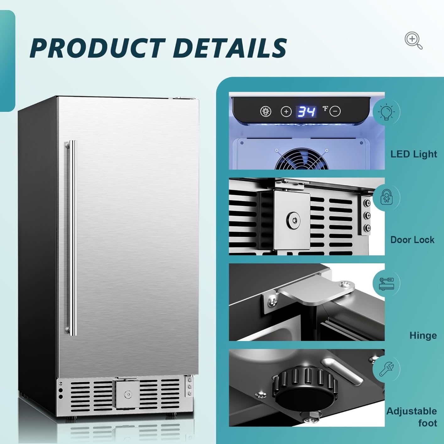 EUHOMY 24 Inch Beverage Refrigerator, Built-in and Freestanding Beverage Cooler 180 Can, Under Counter Beverage Fridge with Stainless Steel Door, Outdoor Refrigerator for Soda, Beer, Wine - Customer Photo 1
