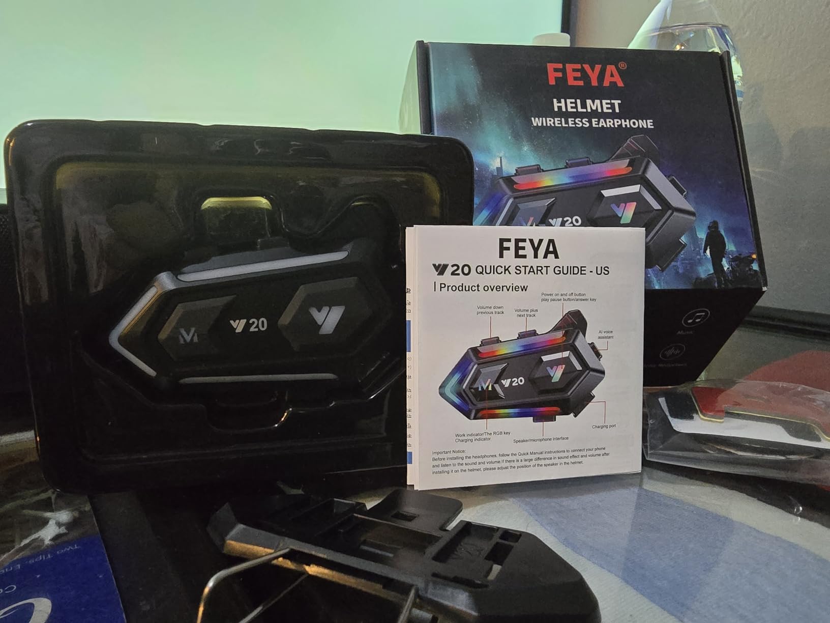 FEYA Motorcycle Helmet Speakers High Battery Life Helmet Headphone IPX6 Automatic Answer/Call Music Control/Intelligent Noise/Wake up Siri, 2 Different Types of Mic - Compatible with All Helmets Customer Review FEYA Motorcycle Helmet Speakers High Battery Life Helmet Headphone IPX6 Automatic Answer/Call Music Control/Intelligent Noise/Wake up Siri, 2 Different Types of Mic - Compatible with All Helmets - Customer Photo 2
