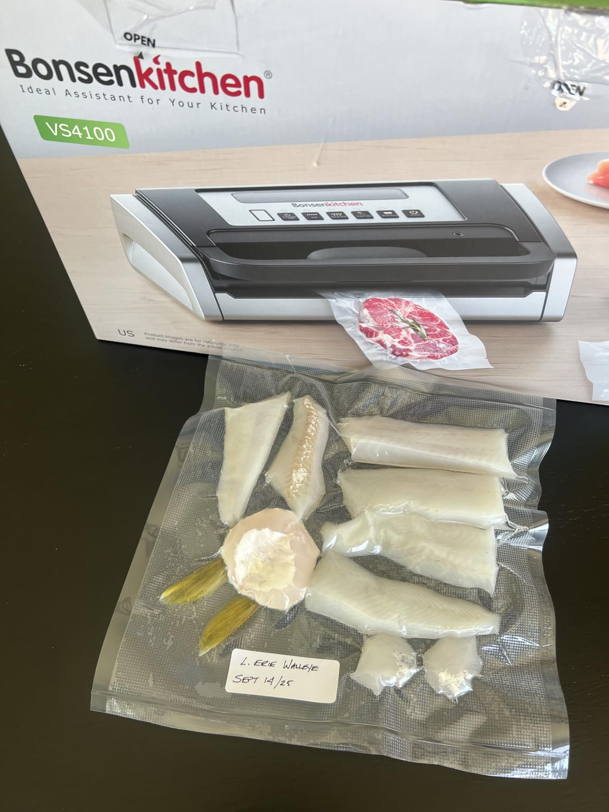 Bonsenkitchen Vacuum Sealer Machine, Globefish Technology for Perfect Vacuum Sealing, Powerful Low-Noise Food Vacuum Sealer with Easy Handle Design, Built-in Cutter and Bag Storage, 2 Bag Rolls - Customer Photo 3