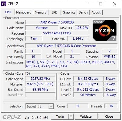 AMD Ryzen 7 5700X3D 8-Core, 16-Thread Desktop Processor Customer Review AMD Ryzen 7 5700X3D 8-Core, 16-Thread Desktop Processor - Customer Photo 1