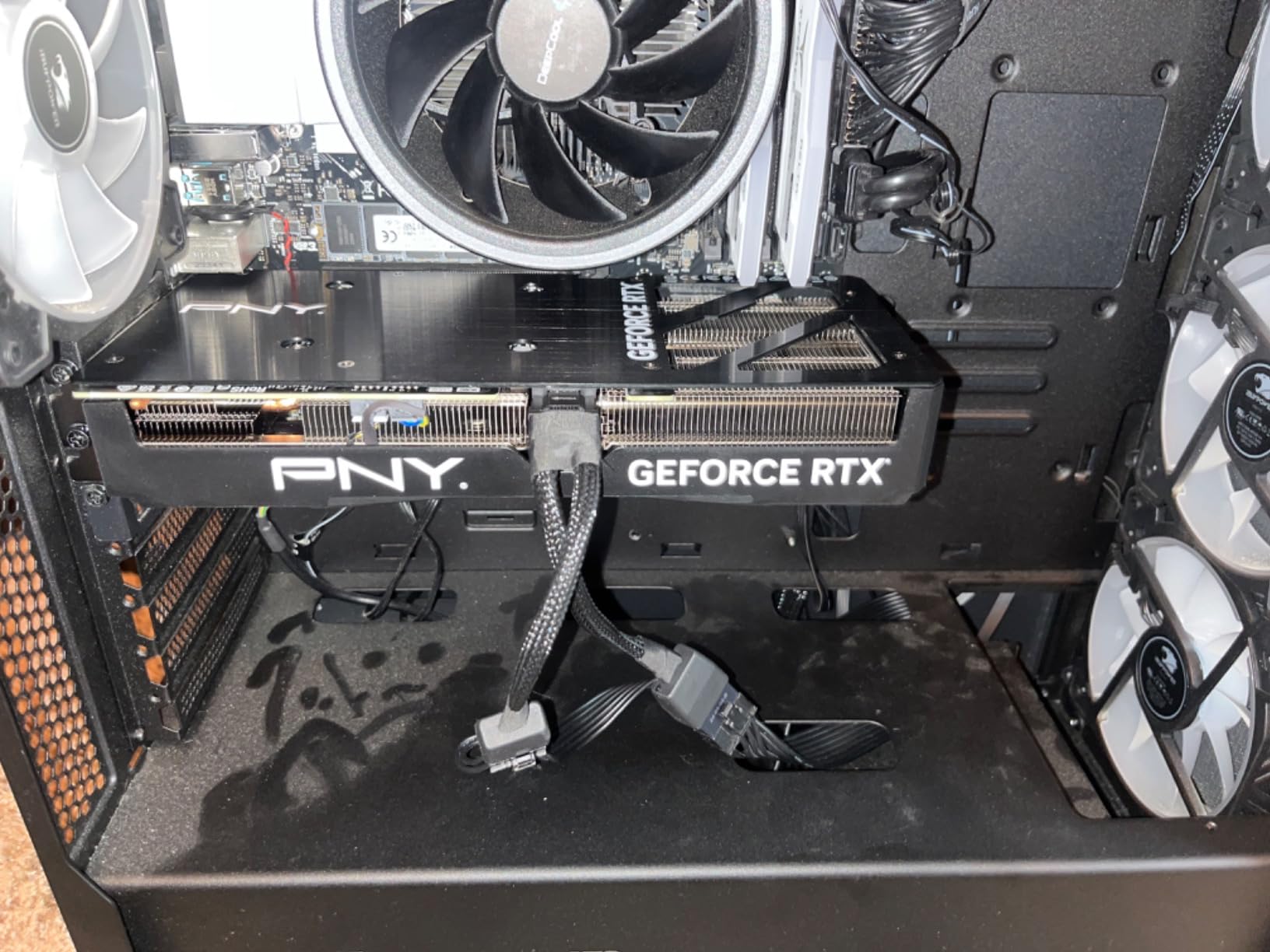 PNY GeForce RTX™ 4070 Super 12GB Verto™ OC Dual Fan Graphics Card DLSS 3 (NVIDIA GeForce SFF-Ready, 192-bit, GDDR6X, PCIe 4.0, HDMI/DisplayPort, Supports 4k, incl. Adapter, 2 Slot) Customer Review PNY GeForce RTX™ 4070 Super 12GB Verto™ OC Dual Fan Graphics Card DLSS 3 (NVIDIA GeForce SFF-Ready, 192-bit, GDDR6X, PCIe 4.0, HDMI/DisplayPort, Supports 4k, incl. Adapter, 2 Slot) - Customer Photo 2