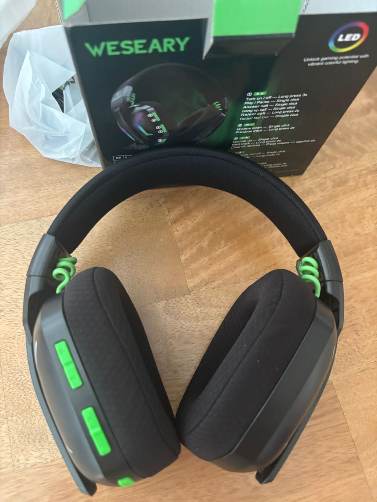 Wireless Gaming Headsets for PC, PS5, PS4, Switch, Mac, 2.4GHz Wireless Gaming Headphone with ENC Noise Canceling Microphone, Bluetooth 5.4, Cool Lighting, 50H Battery, 50mm Drivers Customer Review Wireless Gaming Headsets for PC, PS5, PS4, Switch, Mac, 2.4GHz Wireless Gaming Headphone with ENC Noise Canceling Microphone, Bluetooth 5.4, Cool Lighting, 50H Battery, 50mm Drivers - Customer Photo 1
