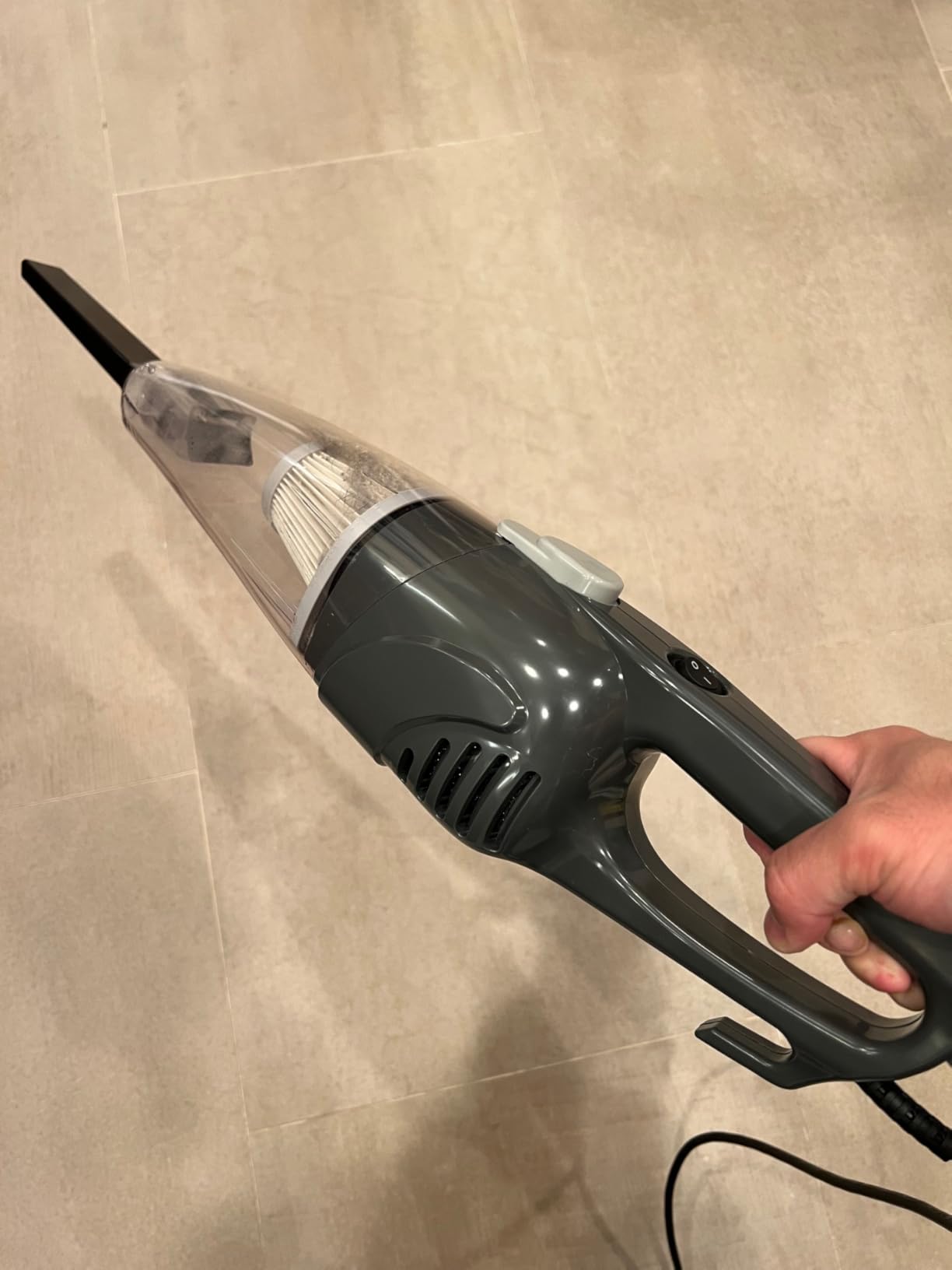 Amazon Basics 2-in-1 Corded Stick Vacuum Cleaner, Convertible to Handheld, Lightweight (3.9 LBS), with Washable HEPA Filter, Crevice Tools, 0.5L Dust Cup, 19.7-Ft Cord, 300W, Black Customer Review Amazon Basics 2-in-1 Corded Stick Vacuum Cleaner, Convertible to Handheld, Lightweight (3.9 LBS), with Washable HEPA Filter, Crevice Tools, 0.5L Dust Cup, 19.7-Ft Cord, 300W, Black - Customer Photo 2