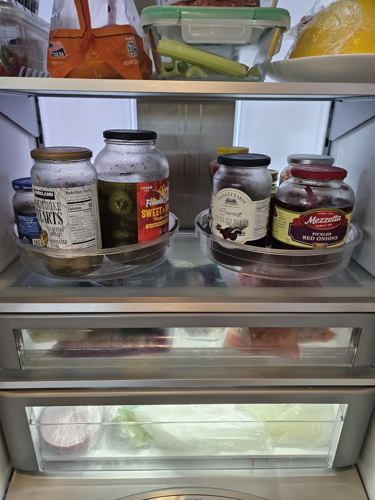 LAMU 4 Pack Lazy Susan Organizer, Clear Lazy Susan Turntable for Cabinet, Refrigerator, Table Top, Kitchen, Bathroom, Pantry Organizers and Storage, 2 Sizes Included 12in, 10.6in - Customer Photo 1