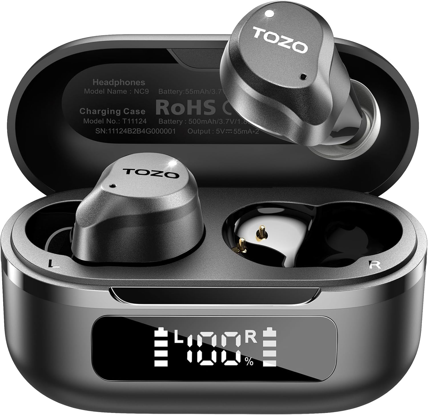 TOZO NC9 Hybrid Active Noise Cancelling Wireless Earbuds, 6 Mics ENC Clear Call, IPX8 Waterproof, in Ear Bluetooth 5.3 Headphones Stereo Bass Ear Buds 59H Playtime with LED Display 32 EQs via APP - Customer Photo 1