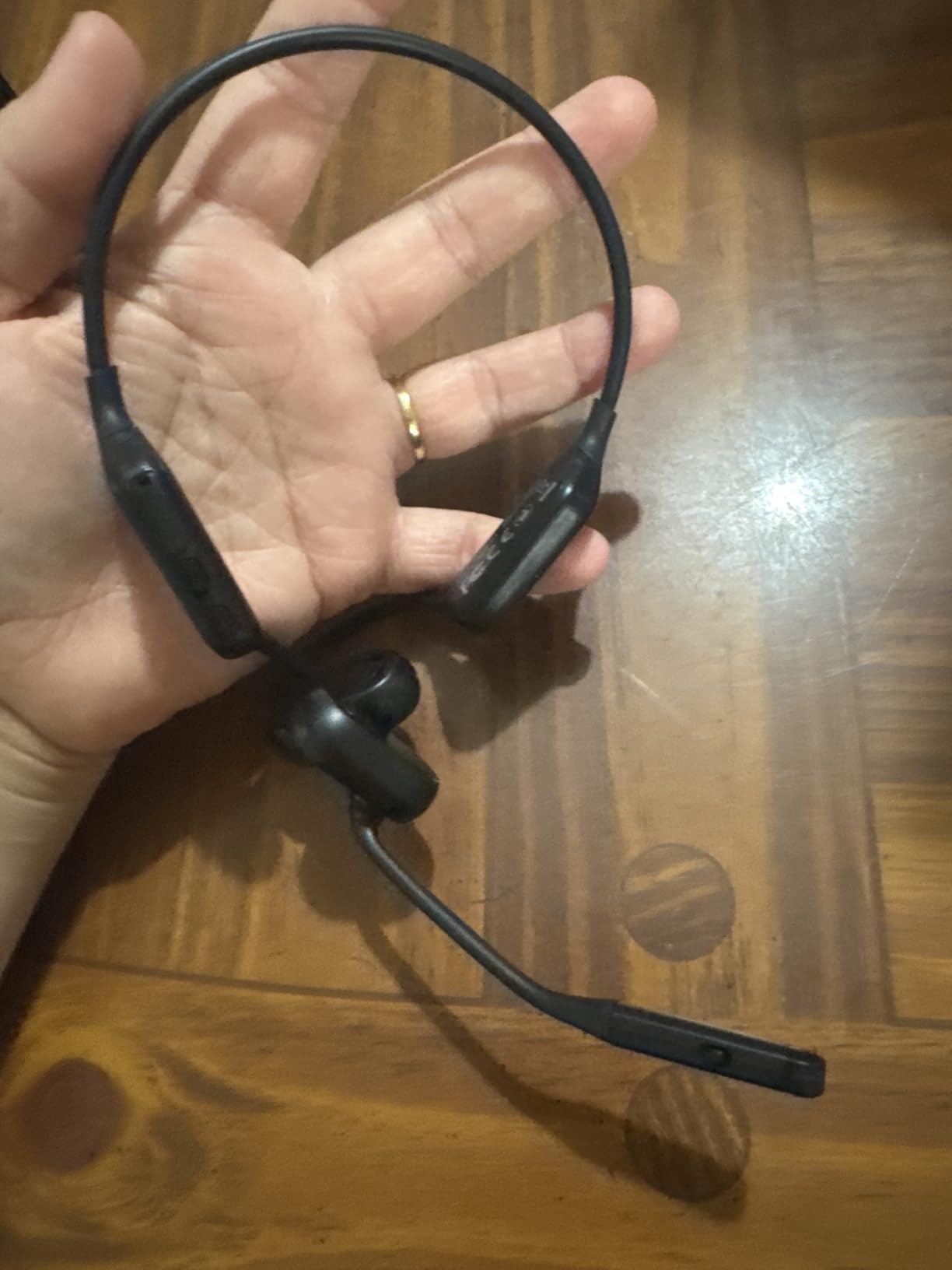 Bluetooth Headset with Microphone, Open Ear Headphones, Dual Connect Bluetooth 5.4 Headphones with Noise Cancelling & Mute, Wireless Headset with Mic for Work, Mobile, Tablets, Laptops - Black - Customer Photo 1