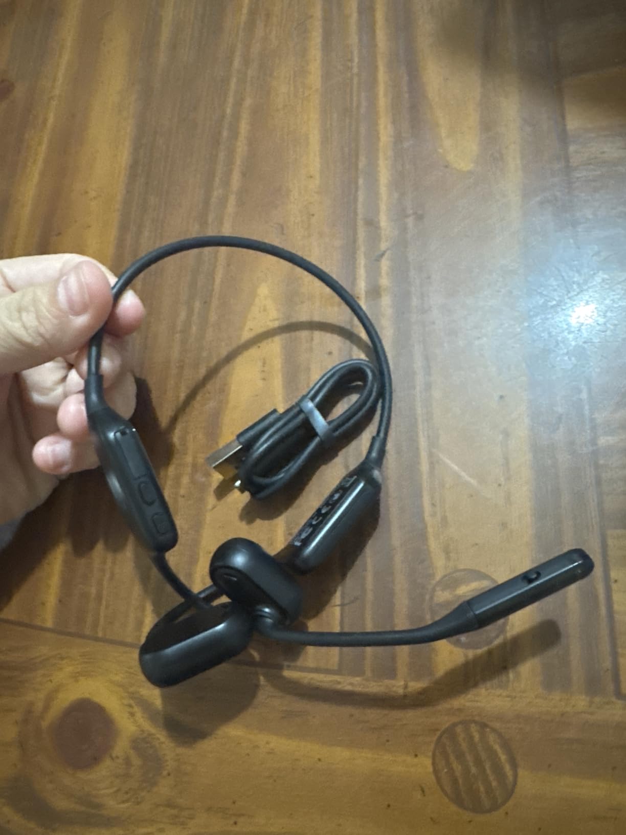 Bluetooth Headset with Microphone, Open Ear Headphones, Dual Connect Bluetooth 5.4 Headphones with Noise Cancelling & Mute, Wireless Headset with Mic for Work, Mobile, Tablets, Laptops - Black - Customer Photo 1