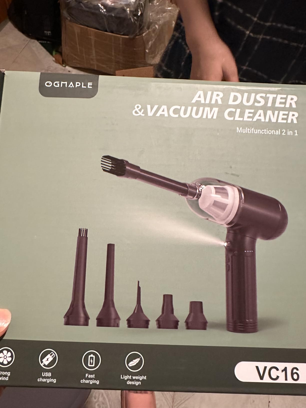 Car Vacuum Cleaner High Power Handheld Vacuum 150W 17000Pa 4-in-1 Mini Vacuum Cleaner Cordless and Air Duster with 180° Adjustable Handle Led Light Portable Vacuum for Car, Home, Deep Black - Customer Photo 1