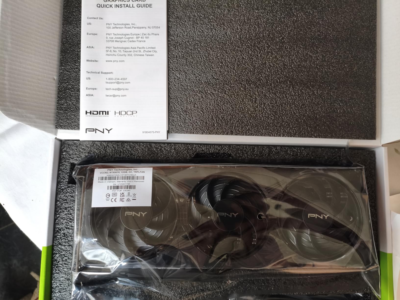PNY NVIDIA GeForce RTX™ 5070 OC Triple Fan, Graphics Card (12GB GDDR7, 192-bit, Boost Speed: 2587 MHz, SFF-Ready, PCIe® 5.0, HDMI®/DP 2.1, 2.4-Slot, NVIDIA Blackwell Architecture, DLSS 4) Customer Review PNY NVIDIA GeForce RTX™ 5070 OC Triple Fan, Graphics Card (12GB GDDR7, 192-bit, Boost Speed: 2587 MHz, SFF-Ready, PCIe® 5.0, HDMI®/DP 2.1, 2.4-Slot, NVIDIA Blackwell Architecture, DLSS 4) - Customer Photo 2