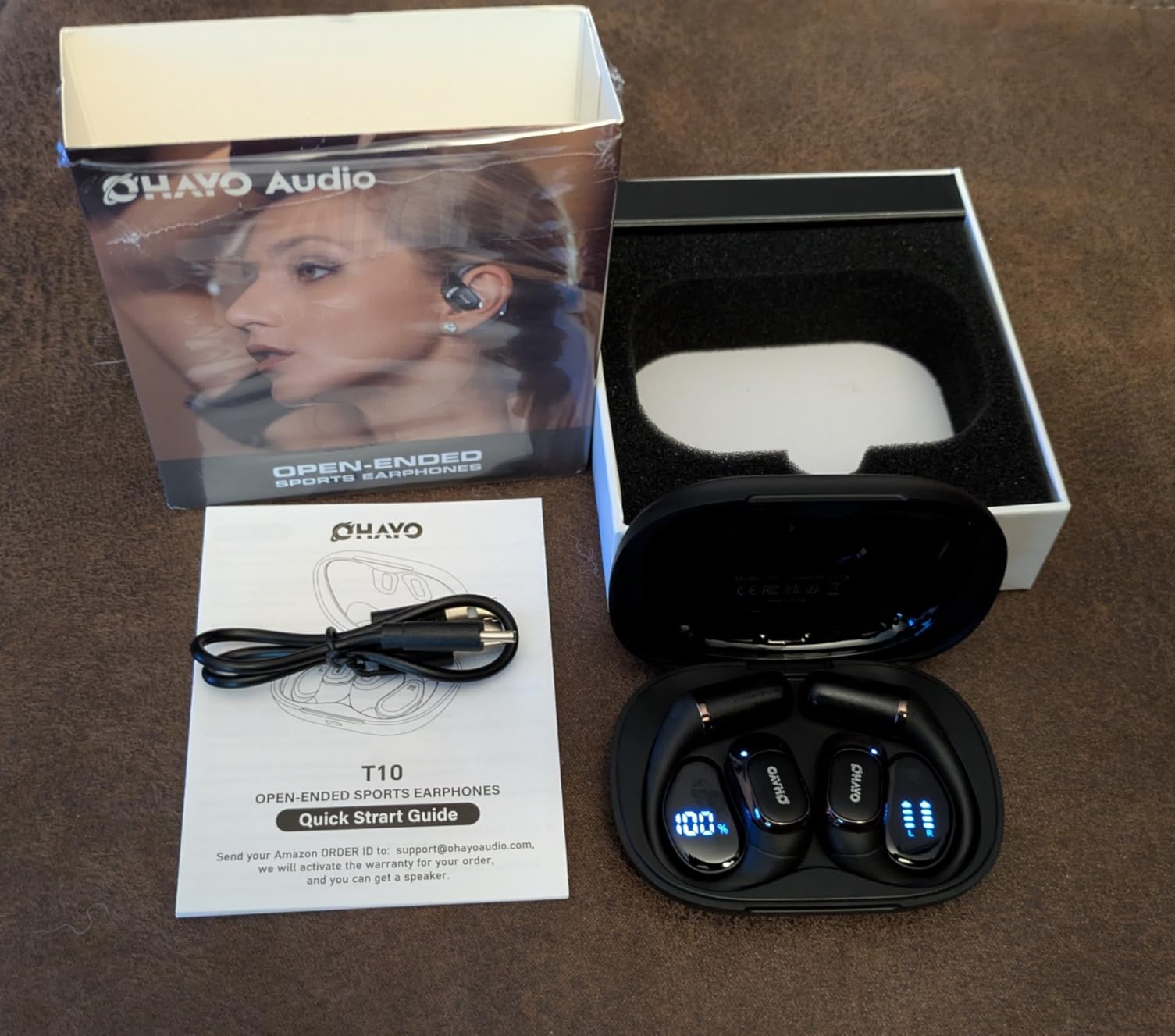 Open Ear Headphones, Over Ear Earbuds with Ergonomic Earhook, Bluetooth Headphones 5.4 with Smart Digital Display, 40H Playtime, IPX6 Waterproof, Touch Control Operate Fit Cycling, Running, Workout (Black) Customer Review Open Ear Headphones, Over Ear Earbuds with Ergonomic Earhook, Bluetooth Headphones 5.4 with Smart Digital Display, 40H Playtime, IPX6 Waterproof, Touch Control Operate Fit Cycling, Running, Workout (Black) - Customer Photo 1