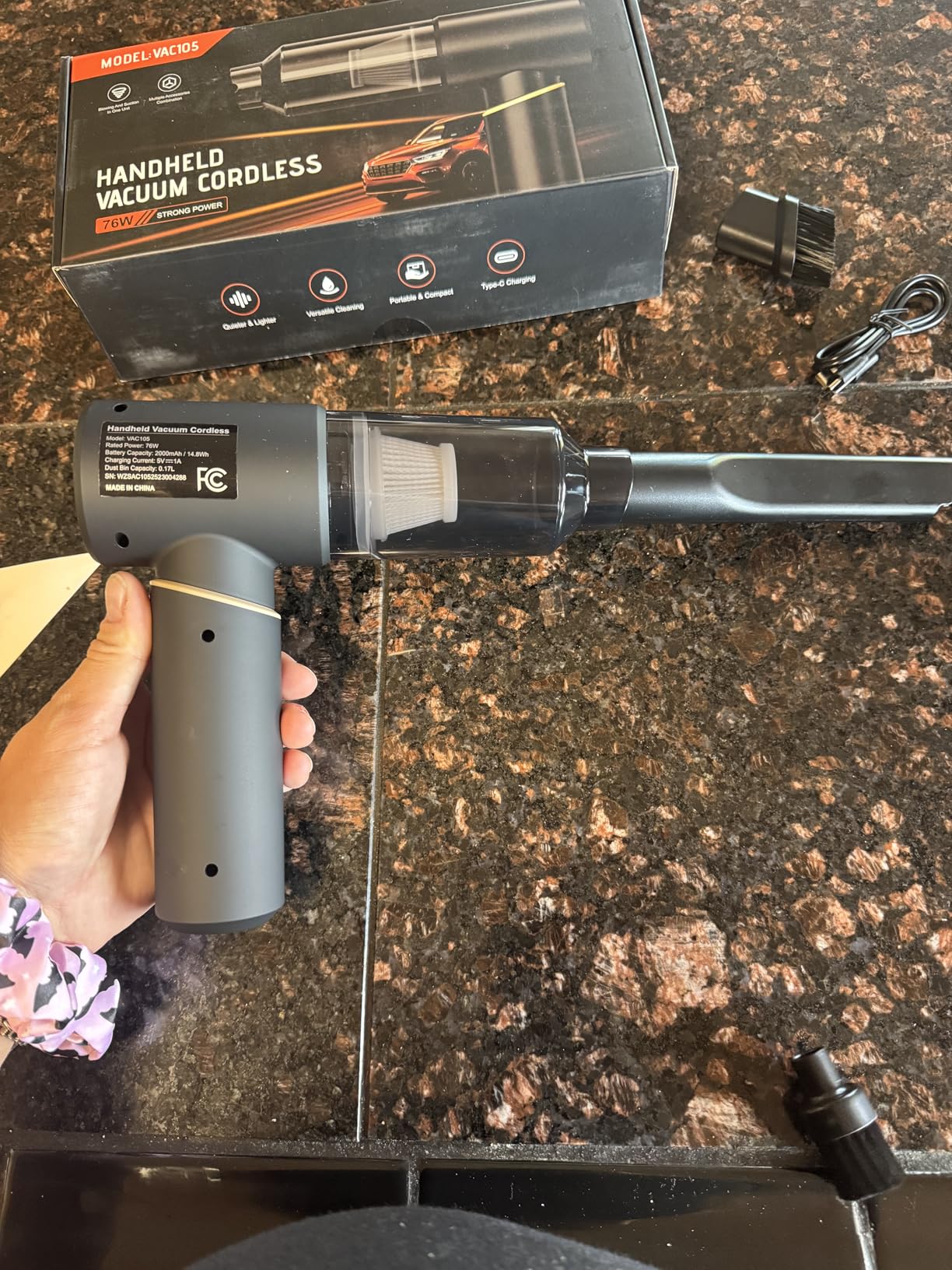 BSRCO 15Kpa Cordless Car Vacuum Portable Handheld - Customer Photo 2