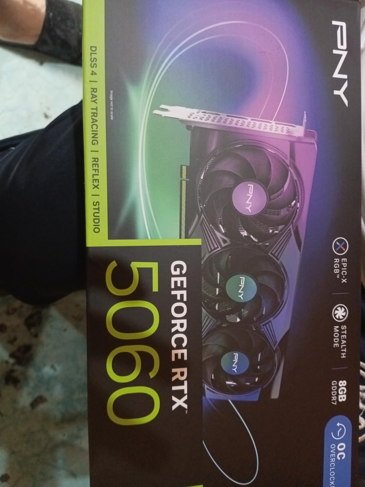 PNY NVIDIA GeForce RTX 5060 Epic-X ARGB OC Triple Fan, Graphics Card (8GB GDDR7, 128-bit, SFF-Ready, PCIe® 5.0, HDMI®/DP 2.1, 2-Slot, NVIDIA Blackwell Architecture, DLSS 4) - Customer Photo 1
