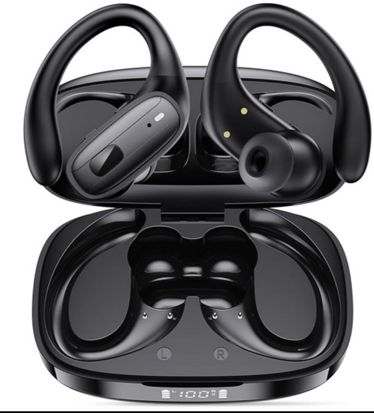 Wireless Earbuds, Sports Bluetooth 5.4 Headphones, Ear Buds with ENC Noise Canceling Mic, 80Hr Playtime Earphones, Palm-Sized, LED Power Display, IPX7 Waterproof Headset for Workout Running, Black Customer Review Wireless Earbuds, Sports Bluetooth 5.4 Headphones, Ear Buds with ENC Noise Canceling Mic, 80Hr Playtime Earphones, Palm-Sized, LED Power Display, IPX7 Waterproof Headset for Workout Running, Black - Customer Photo 1