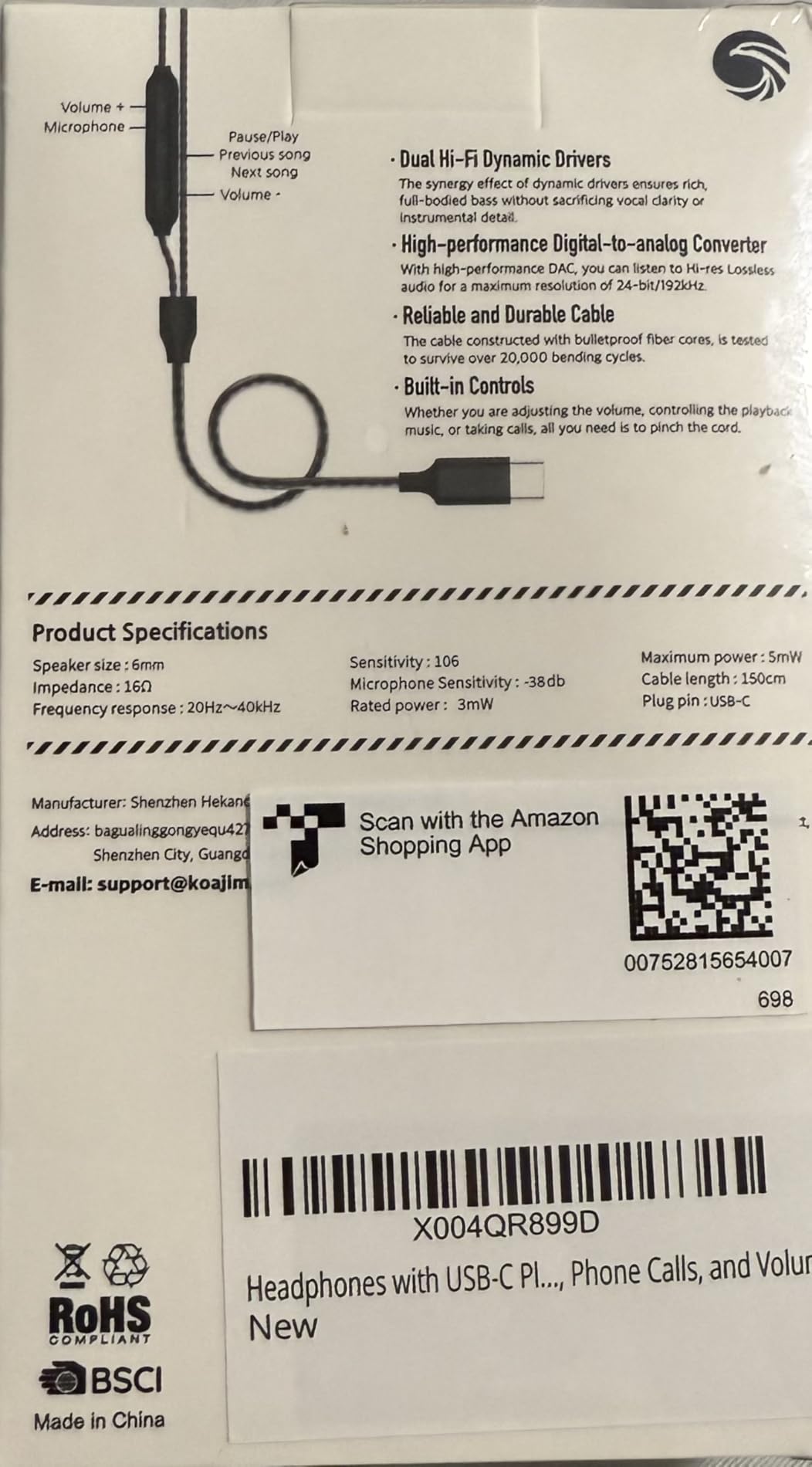Dual Driver Hi-Fi Headphones with HD Microphone, USB-C Wired in-Ear Earbuds, Deep bass, Noise Isolation, Inline Control, for iPhone15/16, Samsung Smartphone, Android Phone, Laptop, USB Type C Device Customer Review Dual Driver Hi-Fi Headphones with HD Microphone, USB-C Wired in-Ear Earbuds, Deep bass, Noise Isolation, Inline Control, for iPhone15/16, Samsung Smartphone, Android Phone, Laptop, USB Type C Device - Customer Photo 1