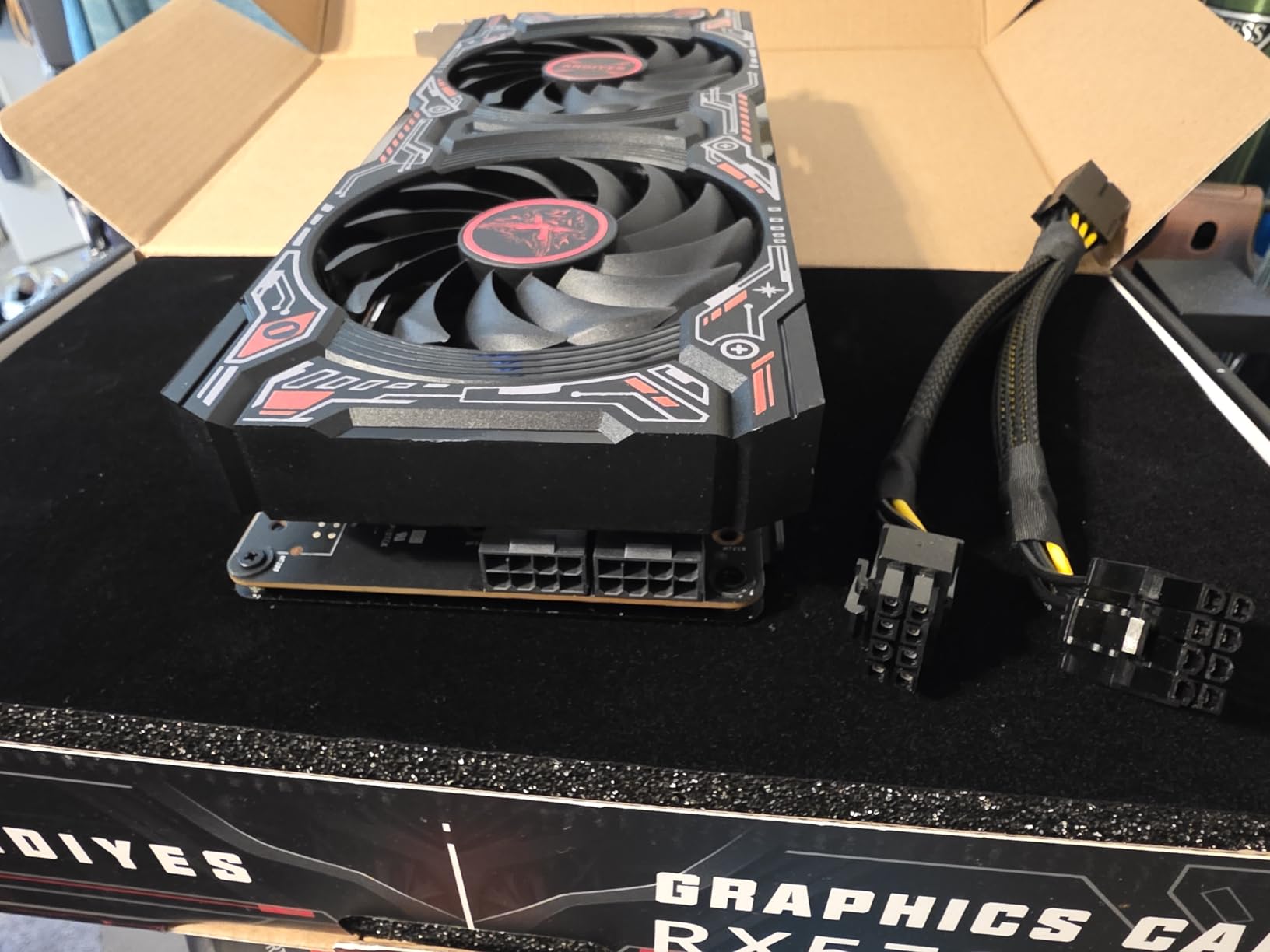 RX 5700 XT 8GB Graphics Card, GDDR6 256-Bit DirectX 12,3*DP and 1*HDMI Port PCIe4.0 2K Graphics Card for Gaming PC, Video Card for Office Tarjeta Gráfica with Dual Cooling Fans Customer Review RX 5700 XT 8GB Graphics Card, GDDR6 256-Bit DirectX 12,3*DP and 1*HDMI Port PCIe4.0 2K Graphics Card for Gaming PC, Video Card for Office Tarjeta Gráfica with Dual Cooling Fans - Customer Photo 1