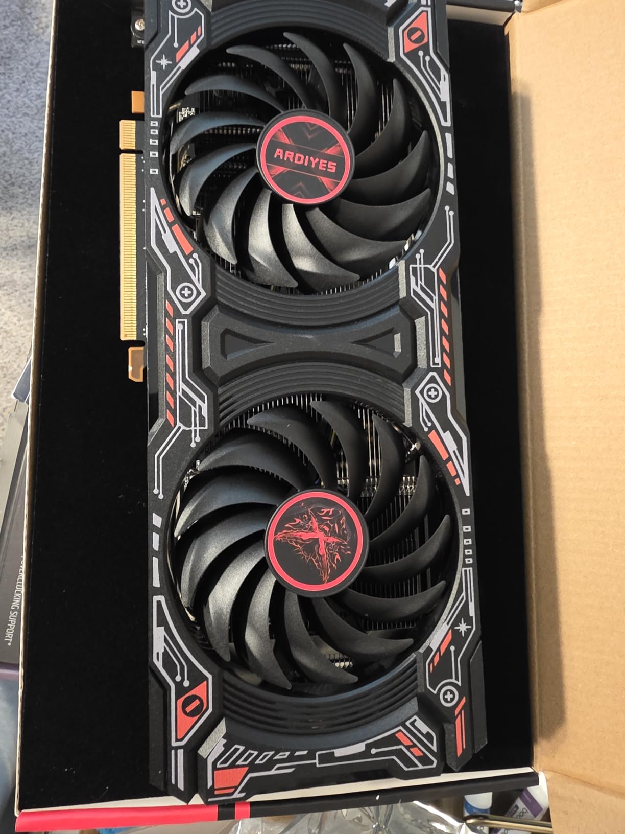 RX 5700 XT 8GB Graphics Card, GDDR6 256-Bit DirectX 12,3*DP and 1*HDMI Port PCIe4.0 2K Graphics Card for Gaming PC, Video Card for Office Tarjeta Gráfica with Dual Cooling Fans Customer Review RX 5700 XT 8GB Graphics Card, GDDR6 256-Bit DirectX 12,3*DP and 1*HDMI Port PCIe4.0 2K Graphics Card for Gaming PC, Video Card for Office Tarjeta Gráfica with Dual Cooling Fans - Customer Photo 2