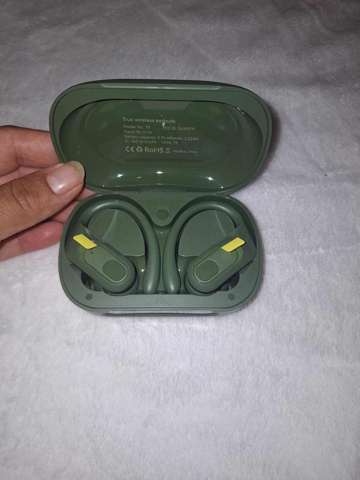 occiam Active Noise Cancelling Ear Buds Wireless Earbuds Bluetooth Headphones 96Hrs Playback LED Display Over-Ear Waterproof Earphones with Earhooks Mics Clear Call for Sport/Running/Workout Black - Customer Photo 2