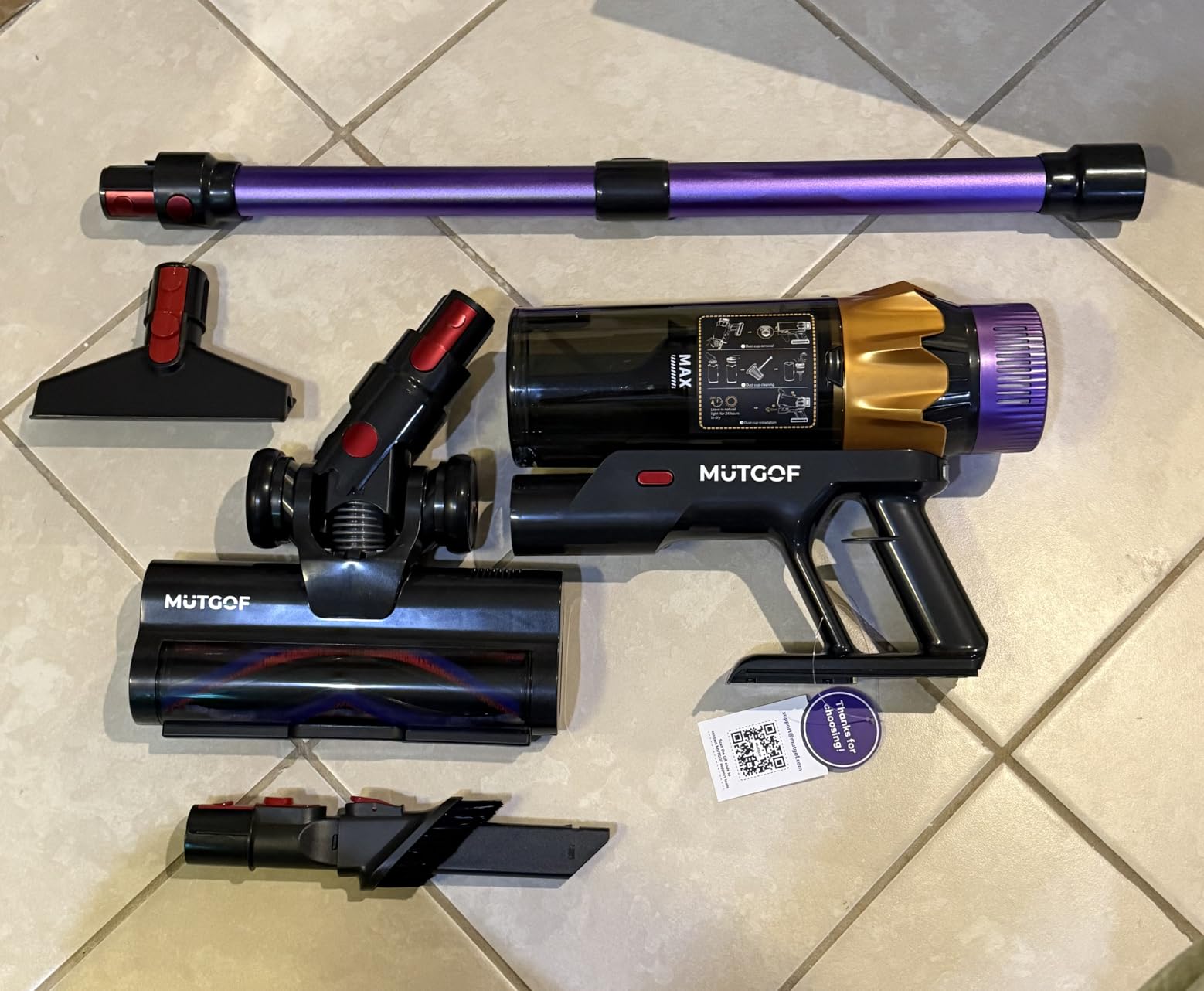 Cordless Vacuum Cleaner, 580W 48KPA 70 Mins Vacuum Cleaners for Home, Self-Standing Cordless Vacuum with Charging Dock Station, LED Display, Upgraded Anti-Tangle Stick Vacuum for Pet Hair/Carpet/Floor - Customer Photo 1