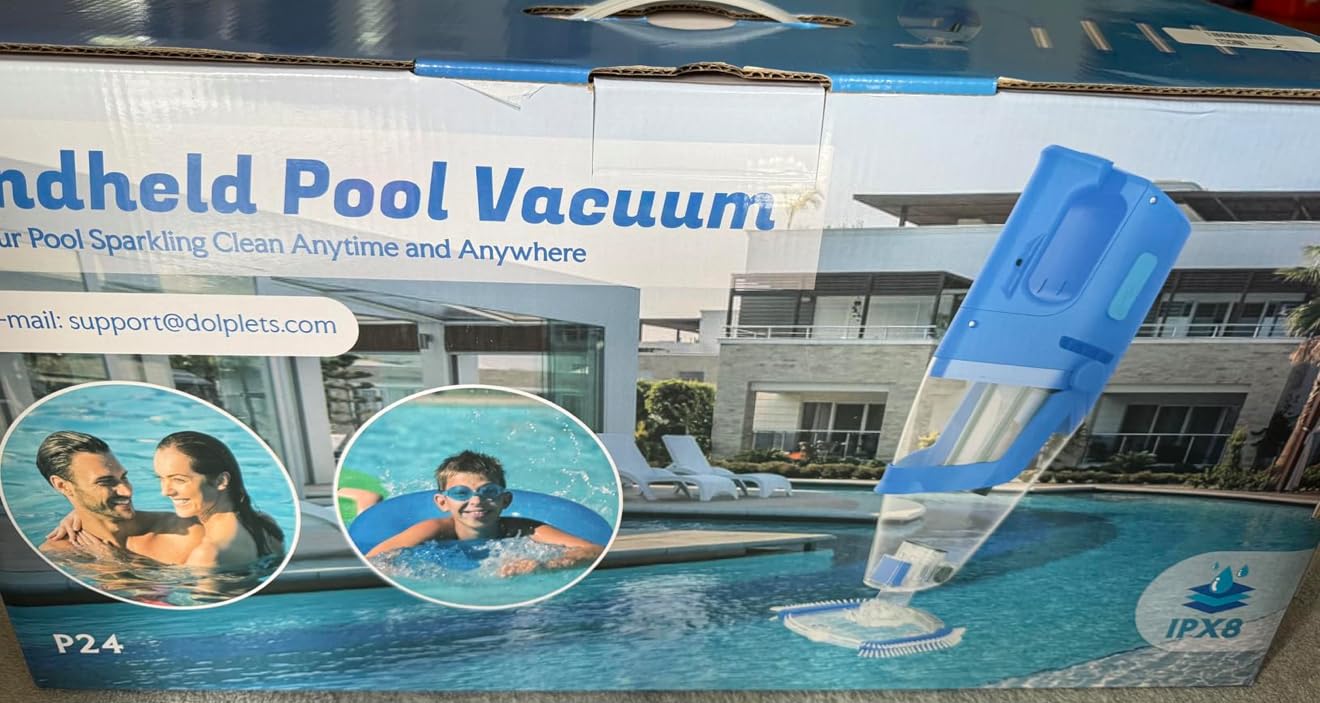 Cordless Handheld Pool Vacuum Cleaner with Telescopic Pole, 26.5 GPM Powerful Suction, Longer 1H Runtime, Portable Pool Vacuums for Above Ground/Inground Pools, Hot Tubs, Spas Customer Review Cordless Handheld Pool Vacuum Cleaner with Telescopic Pole, 26.5 GPM Powerful Suction, Longer 1H Runtime, Portable Pool Vacuums for Above Ground/Inground Pools, Hot Tubs, Spas - Customer Photo 1