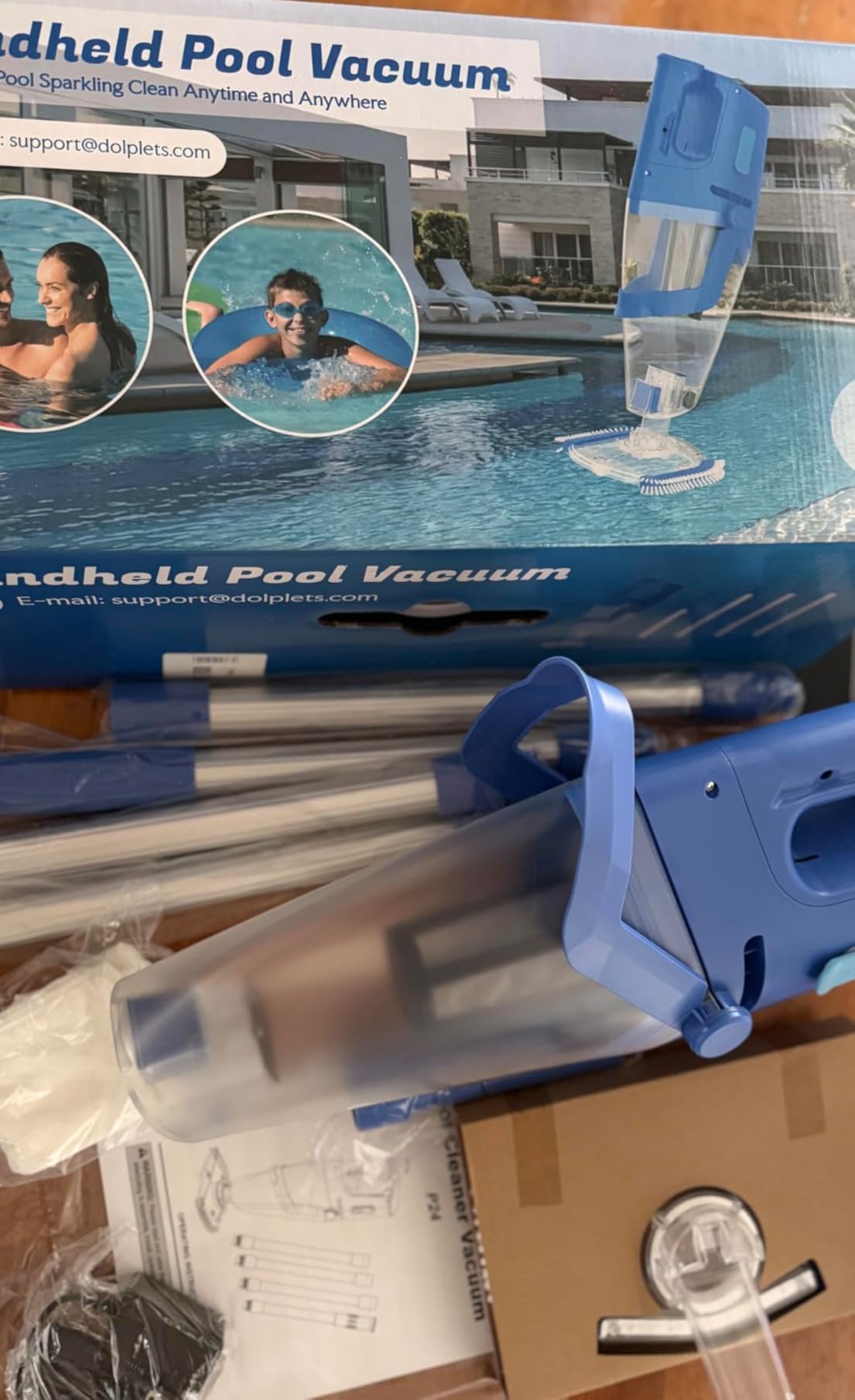 Cordless Handheld Pool Vacuum Cleaner with Telescopic Pole, 26.5 GPM Powerful Suction, Longer 1H Runtime, Portable Pool Vacuums for Above Ground/Inground Pools, Hot Tubs, Spas - Customer Photo 2