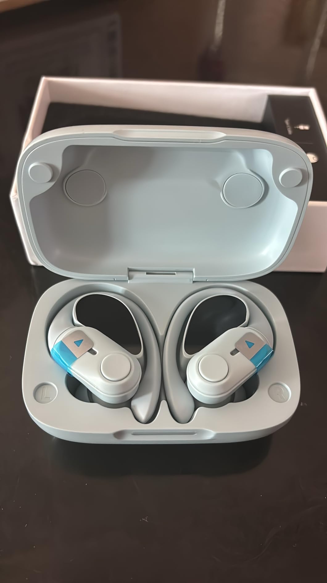 GOLREX Active Noise Cancelling Ear Buds Wireless Earbuds Bluetooth Headphones with 80H Playtime LED Display Charging Case, Over Ear Earphones with Hooks for Sports Running Gym Workout Black - Customer Photo 1
