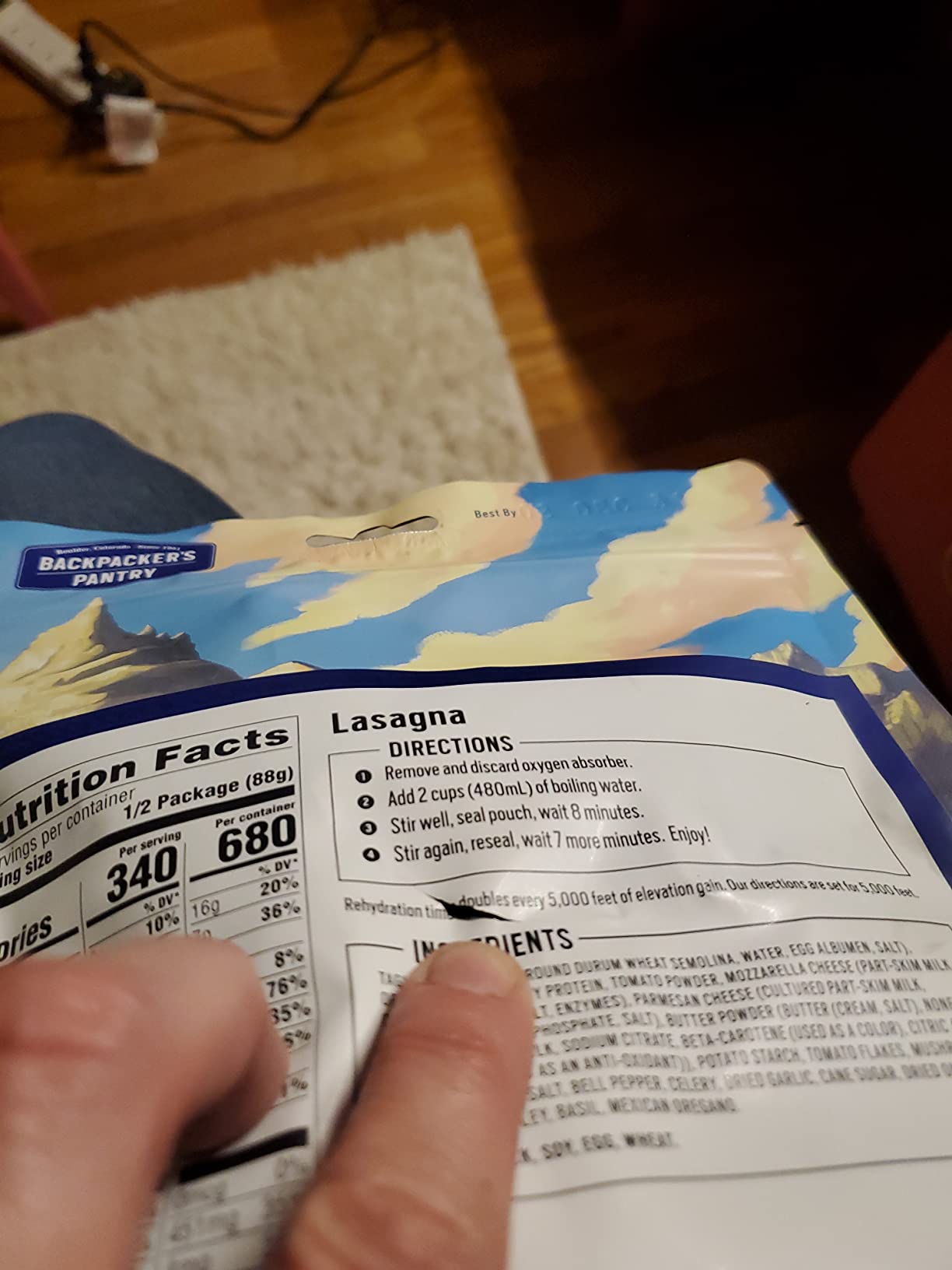 Backpacker's Pantry Lasagna - Freeze Dried Backpacking & Camping Food - Emergency Food - 28 Grams of Protein, Vegetarian - 1 Count - Customer Photo 3