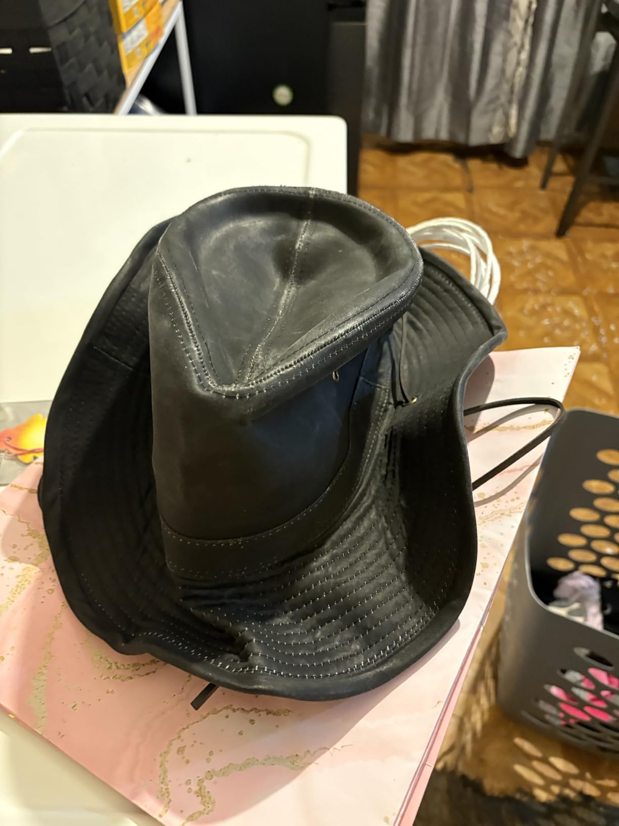 Dorfman Hat Co. Weathered Outback Hat with Chin Cord - Classic Western Style, Water-Resistant - Customer Photo 1