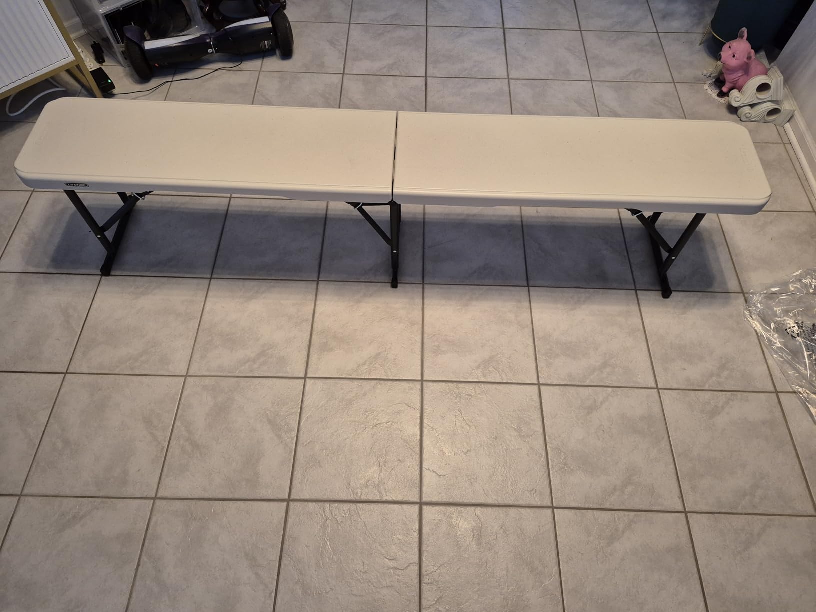 LIFETIME Portable Folding Bench, 6-Foot Fold-in-Half, UV-Resistant Seat, Powder-Coated Steel Frame, Lightweight, Stain-Resistant, Non-Marring Foot Caps, Indoor/Outdoor Portable Seating - Customer Photo 2