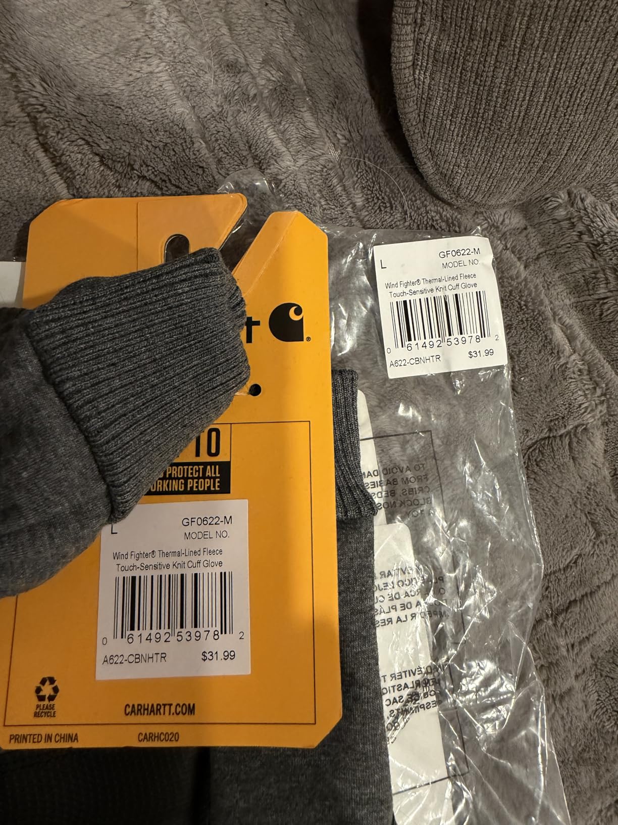 Carhartt Men's Wind Fighter Thermal-Lined Fleece Touch-Sensitive Knit Cuff Glove Customer Review Carhartt Men's Wind Fighter Thermal-Lined Fleece Touch-Sensitive Knit Cuff Glove - Customer Photo 1