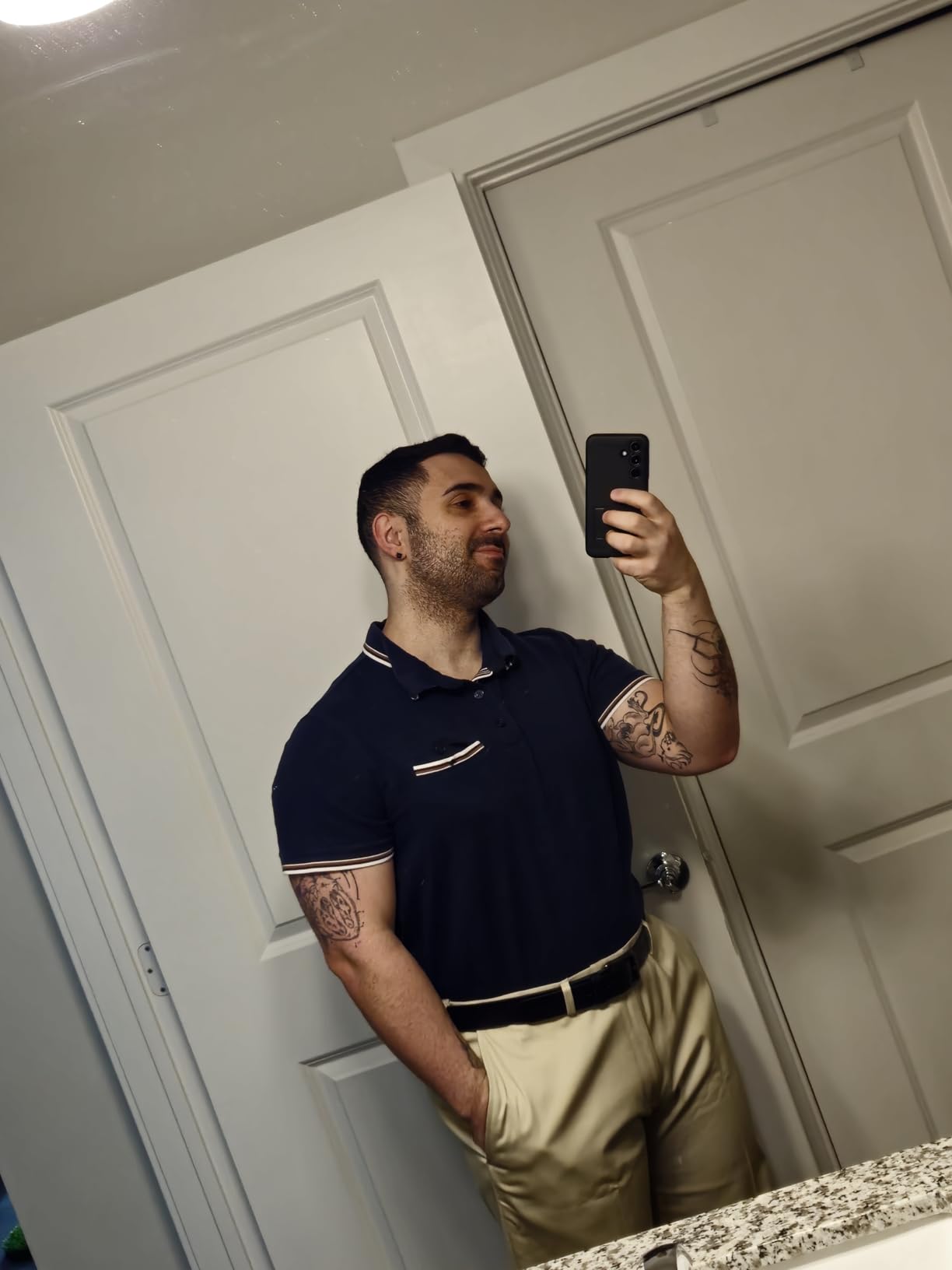 Haggar Men's Premium No Iron Khaki Classic Fit Flat Front Casual Pant (Regular and Big & Tall Sizes) - Customer Photo 2