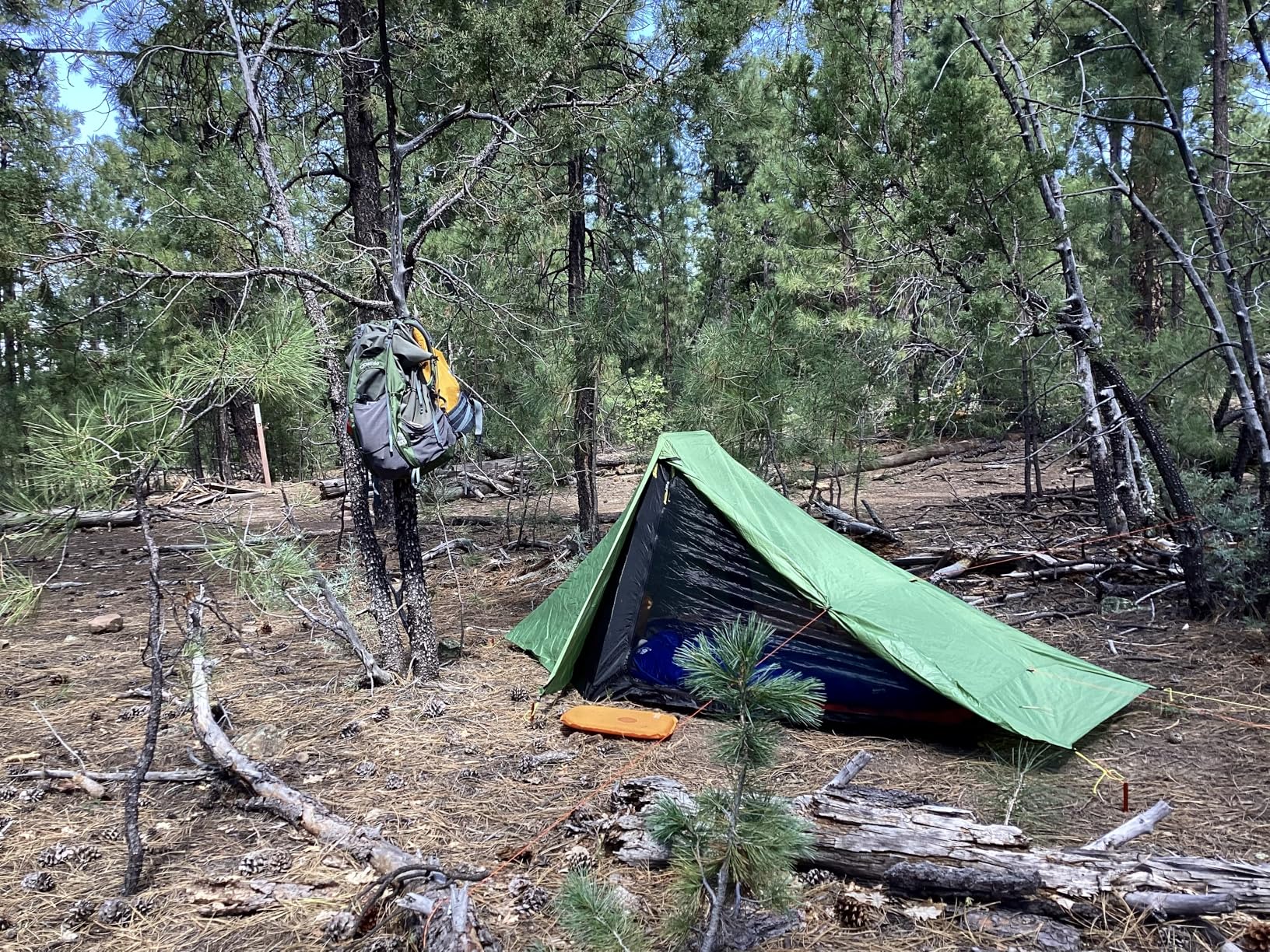 Six Moon Designs Skyscape Scout Green 1 Person Ultralight Tent. 38 oz. Affordable Backpacking, Hiking Tent. Polyurethane Coated 190T Polyester. Trekking Pole Setup. Great 1st Ultralight Camping Tent. - Customer Photo 1