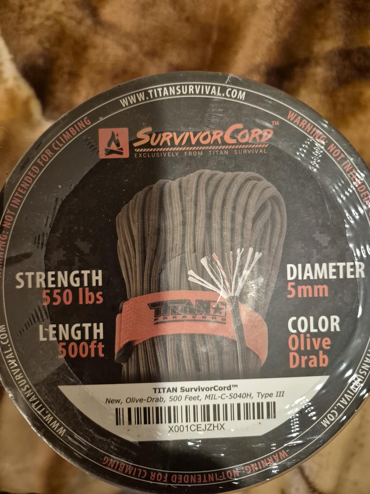 TITAN Survival Patented Paracord 550 - 25ft, 100ft, 500ft & Color Options - 620LB Strength Survival Paracord Military Spec with 3 Strands - Heavy Duty Hank Cord for Camping & Outdoors with Firestarter - Customer Photo 1